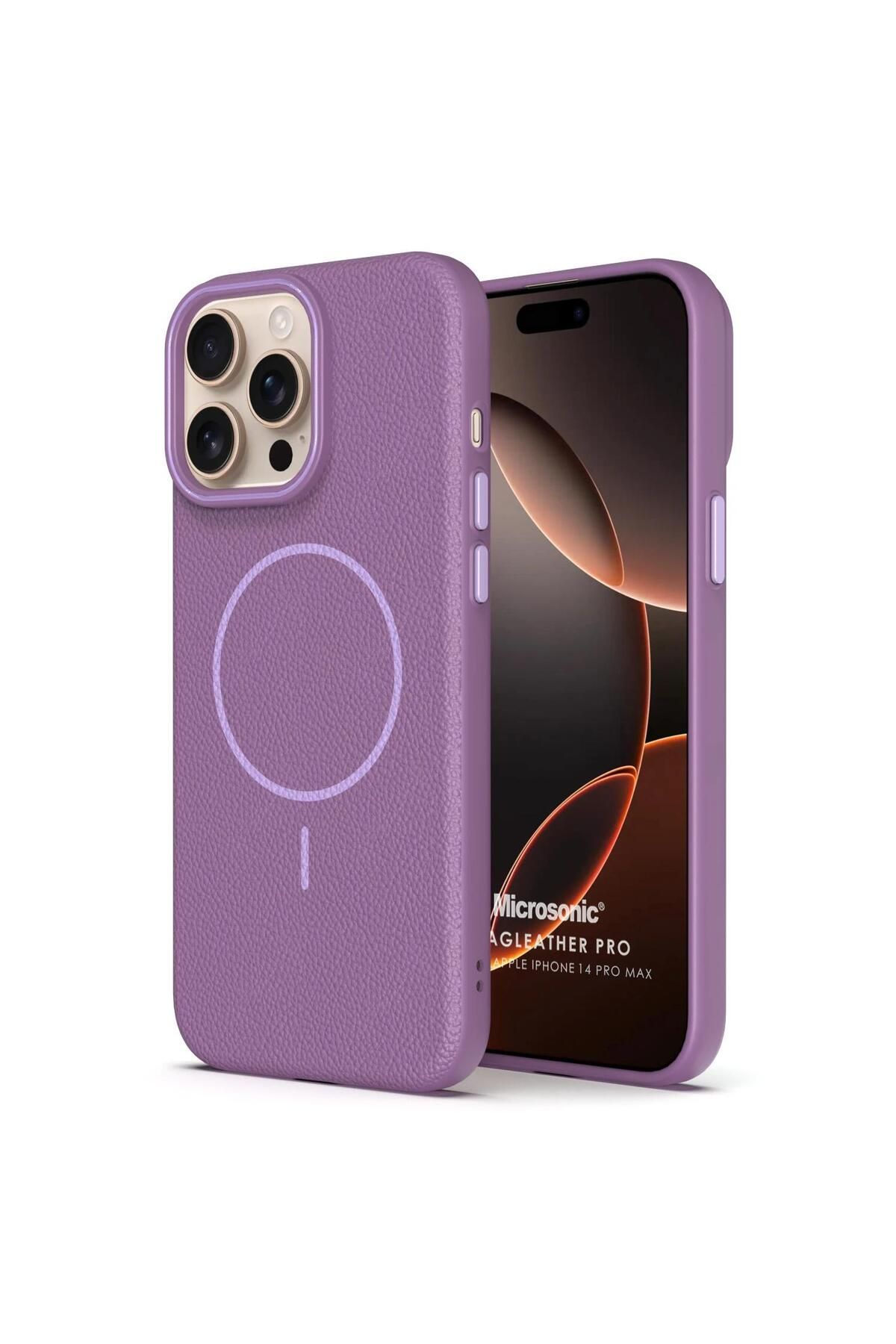 Microsonic Apple iPhone 14 Pro Max Kılıf MagLeather Pro Lila