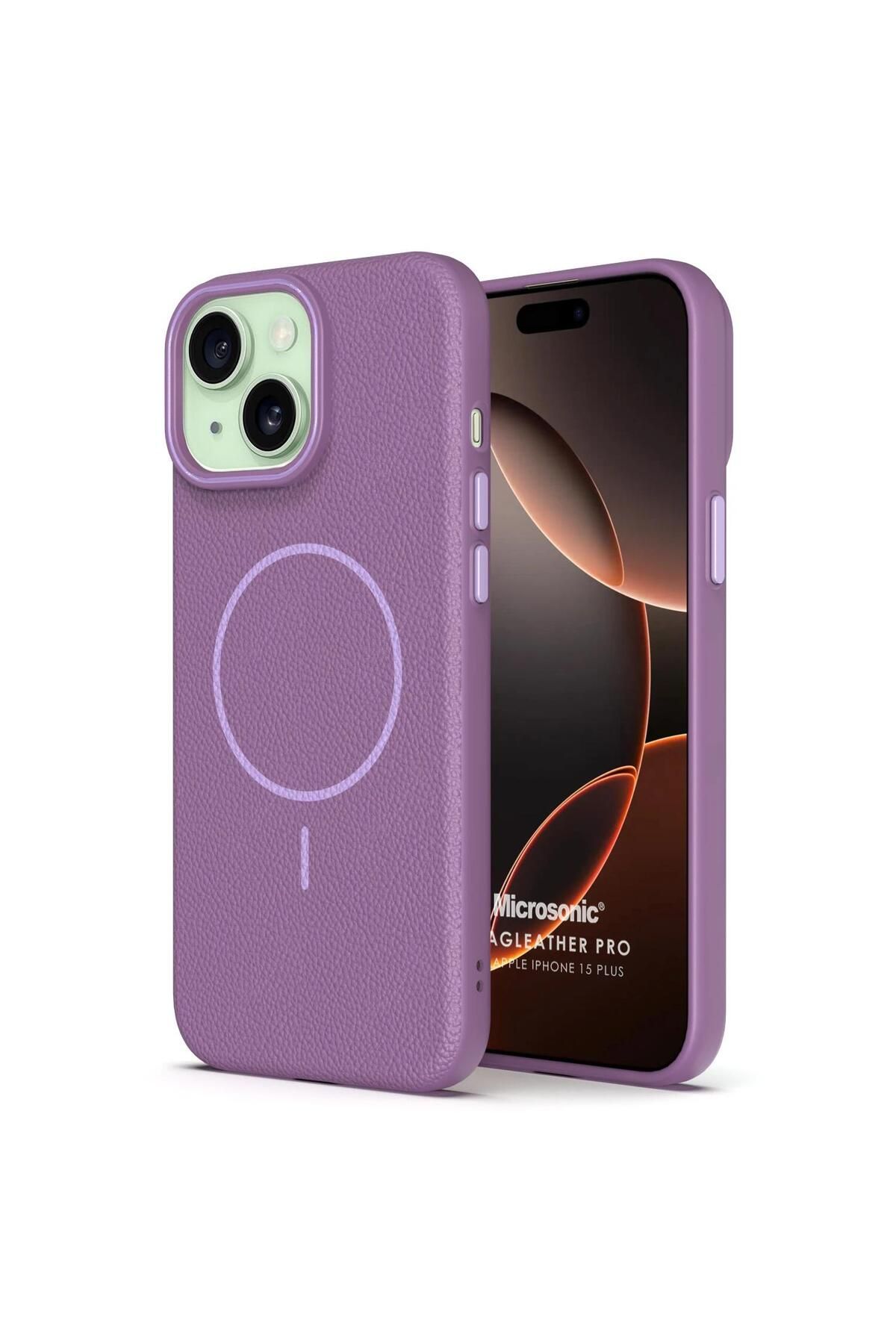 Microsonic Apple iPhone 15 Plus Kılıf MagLeather Pro Lila