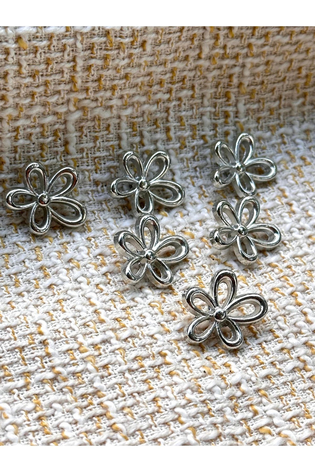 ODDA TASARIM ATÖLYESİ-Silver Color 6-K Button Set with Bow Model(2cm) 2