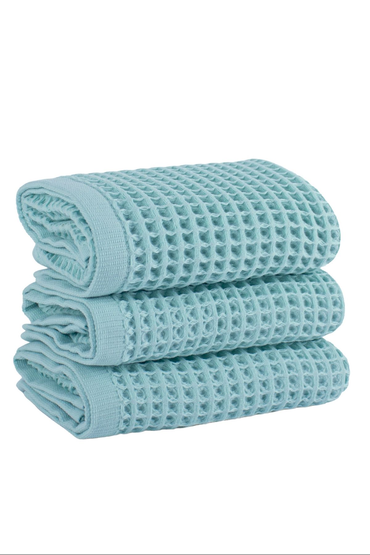 Püskül Tekstil Lüks El Havlusu 3'lü Set, Waffle Dokuma, 100% Pamuk Yüksek Kalite Çabuk Kuruyan El Havluları