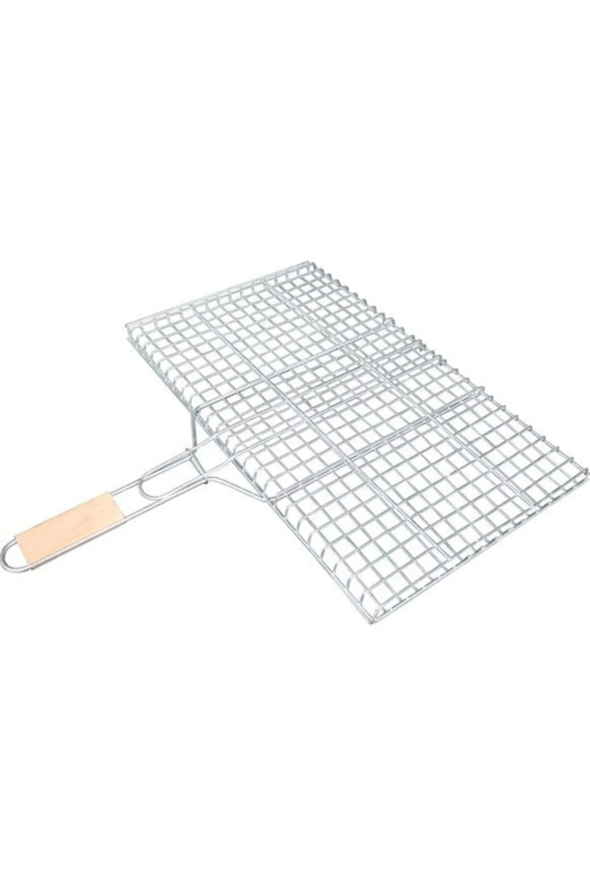 Serero Ahşap Saplı Mangal Izgarası Galvanizli Paslanmaz Kafes Demir 30 x 40 cm
