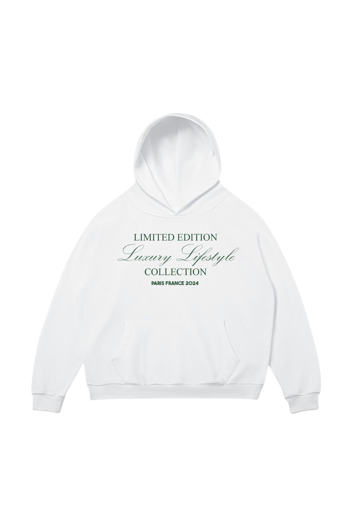 aynewmoda Beyaz Kapüşonlu Sweatshirt - Beden Aralığı (Limited Edition) Kilemeleri Baskılı