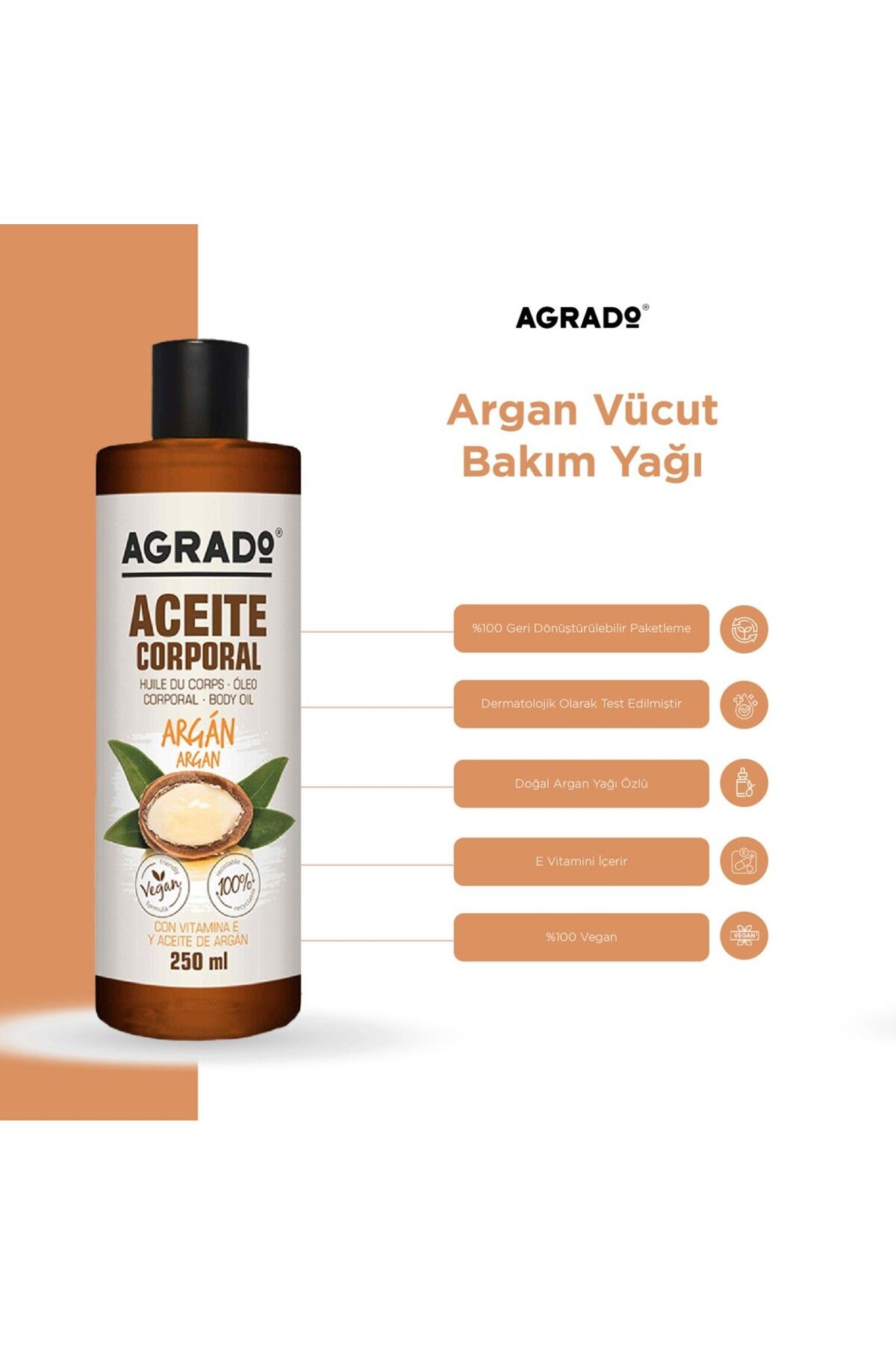 Agrado Argan Vücut Bakım Yağı (250ml)