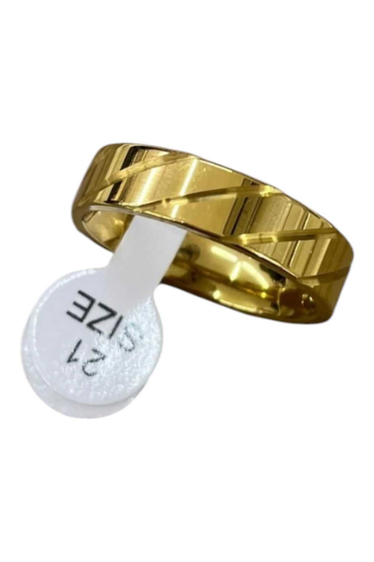 Butik Çelik Gold Yüzük No: 21 - Zarif ve Şık Tasarım