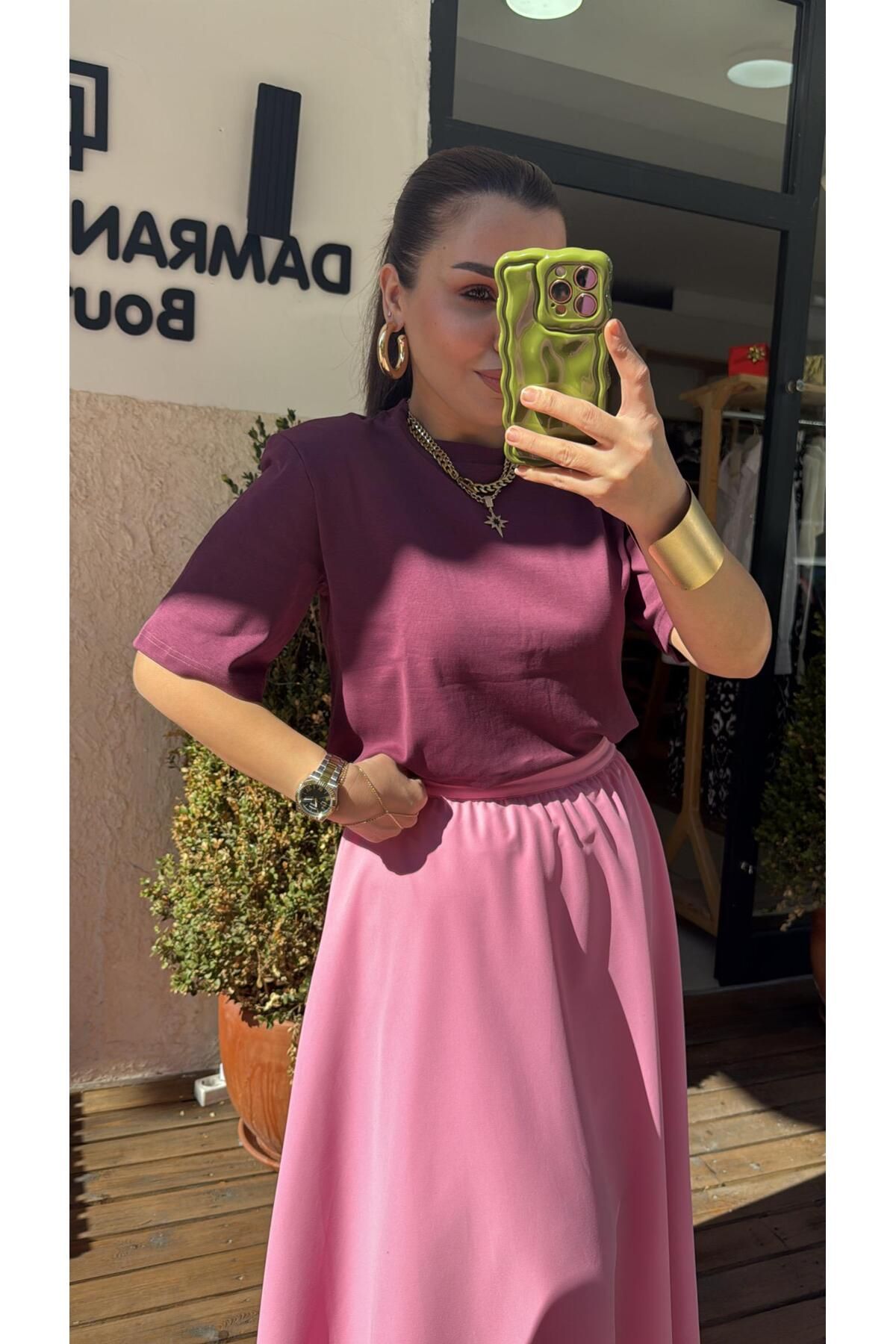 Damranın Dolabı Vatkalı T-Shırt Mürdüm