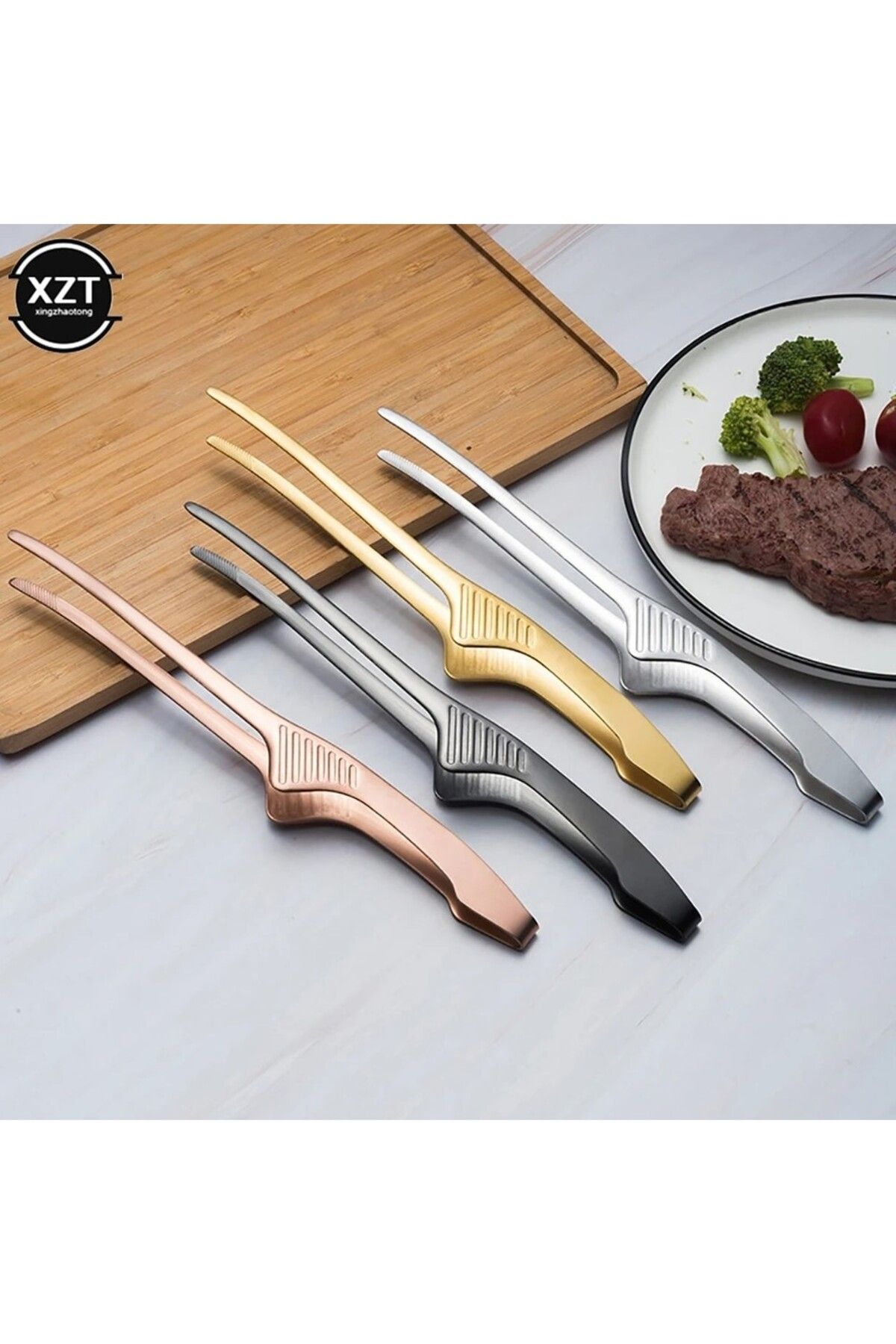 ARVALE Kore Cımbızı 24 cm Gold Hijyenik Ve Yüzeye Temas Etmez Yeni Tasarım Mangal Barbekü Mutfak Maşası