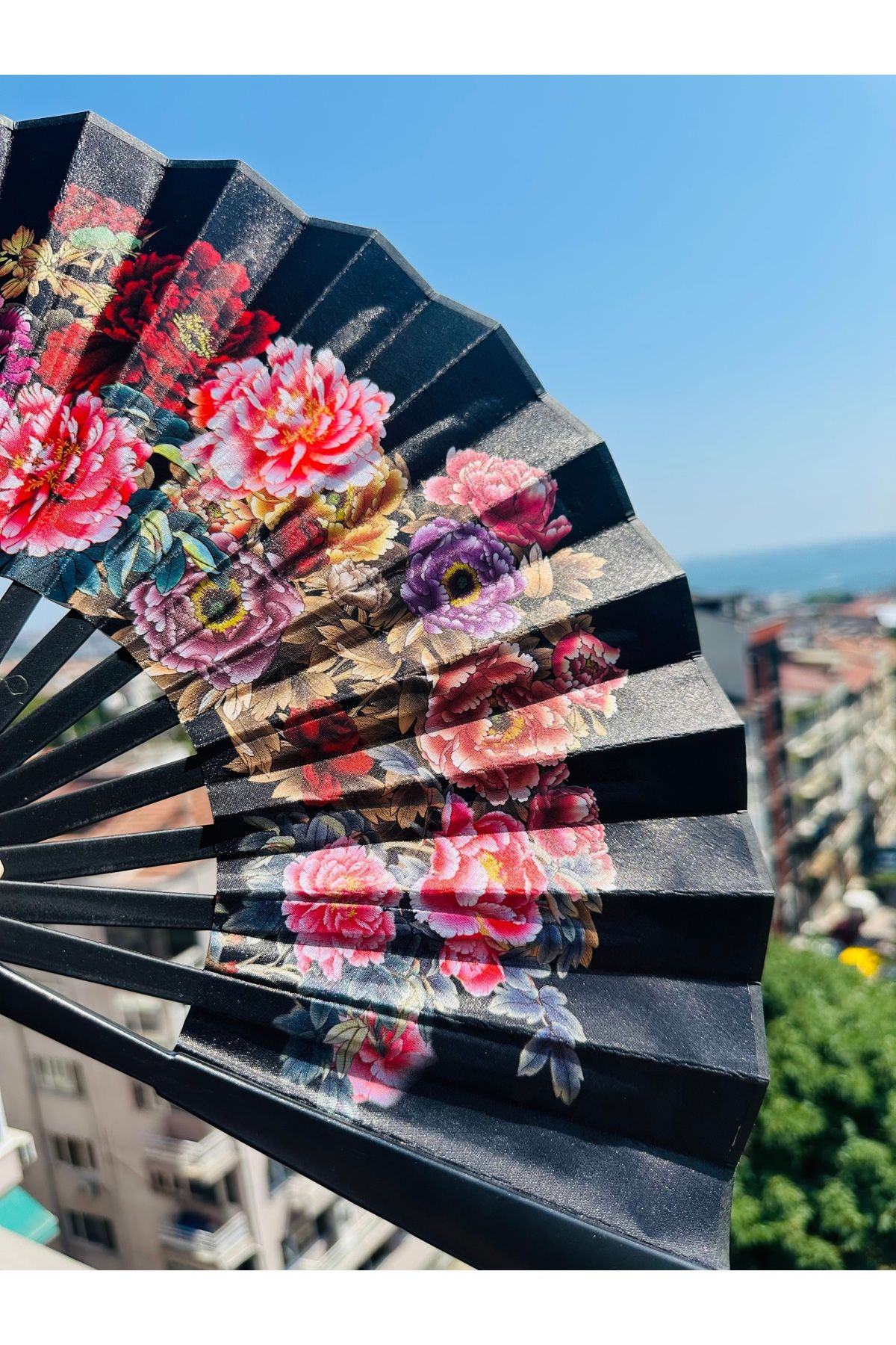 Bukiro Yüksek Kalite Yelpaze Festival Yelpaze Plaj Desenli Yelpaze Dayanıklı Büyük Boy Yelpaze