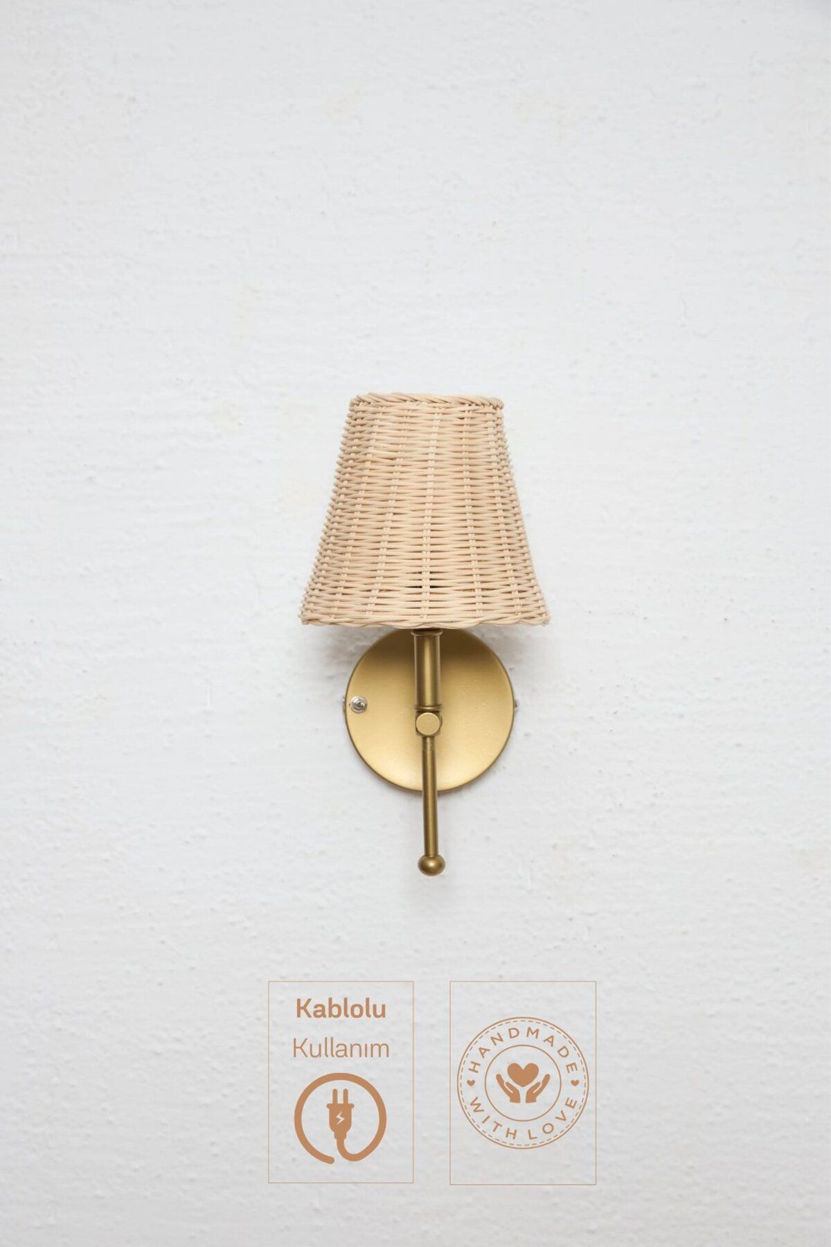 Maison Avf Rattan Eskitme Gold Duvar Aydınlatması Kablolu Aplik