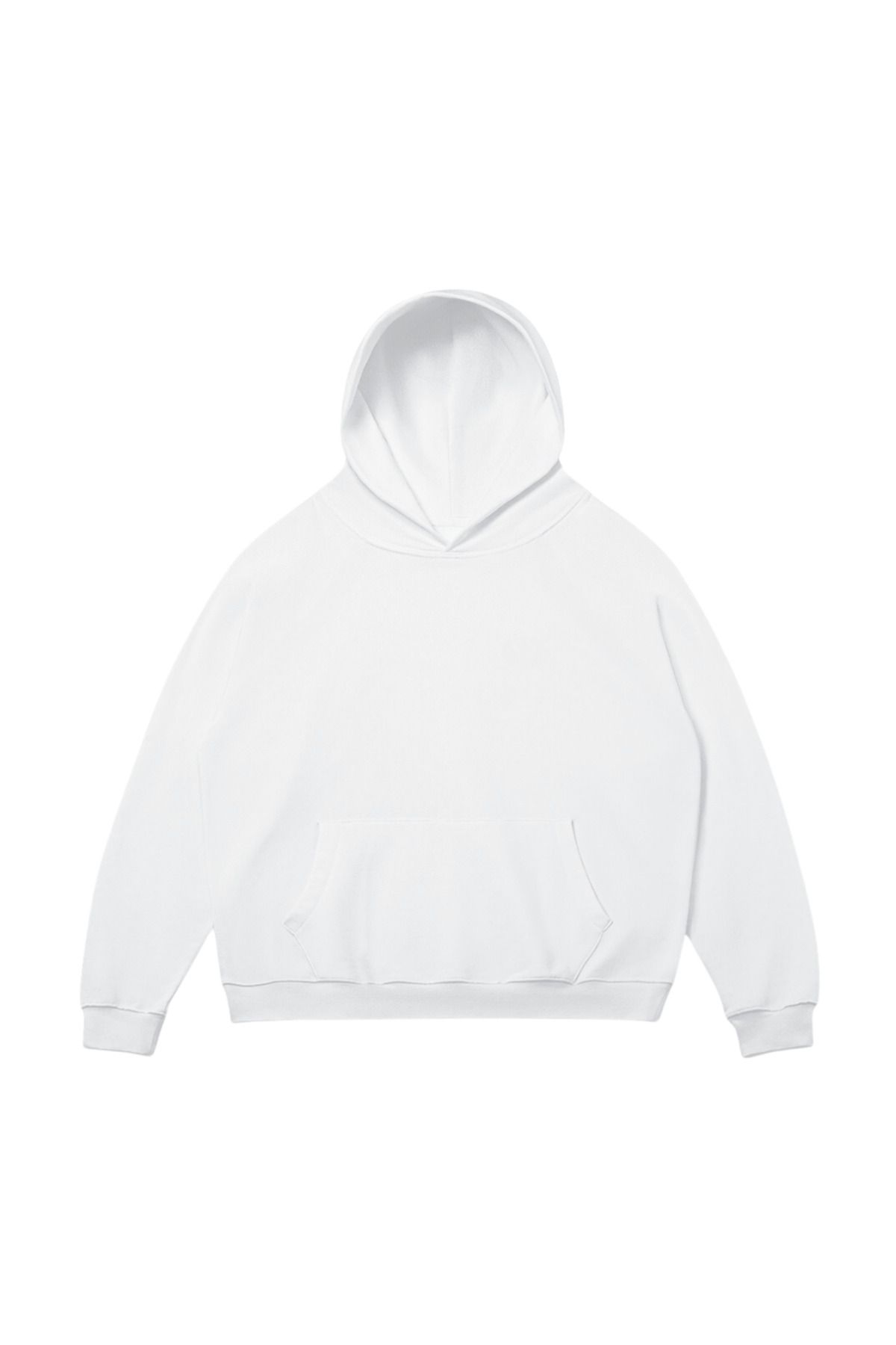 aynewmoda Beyaz Kapüşonlu Sweatshirt - Beden Aralığı Sade