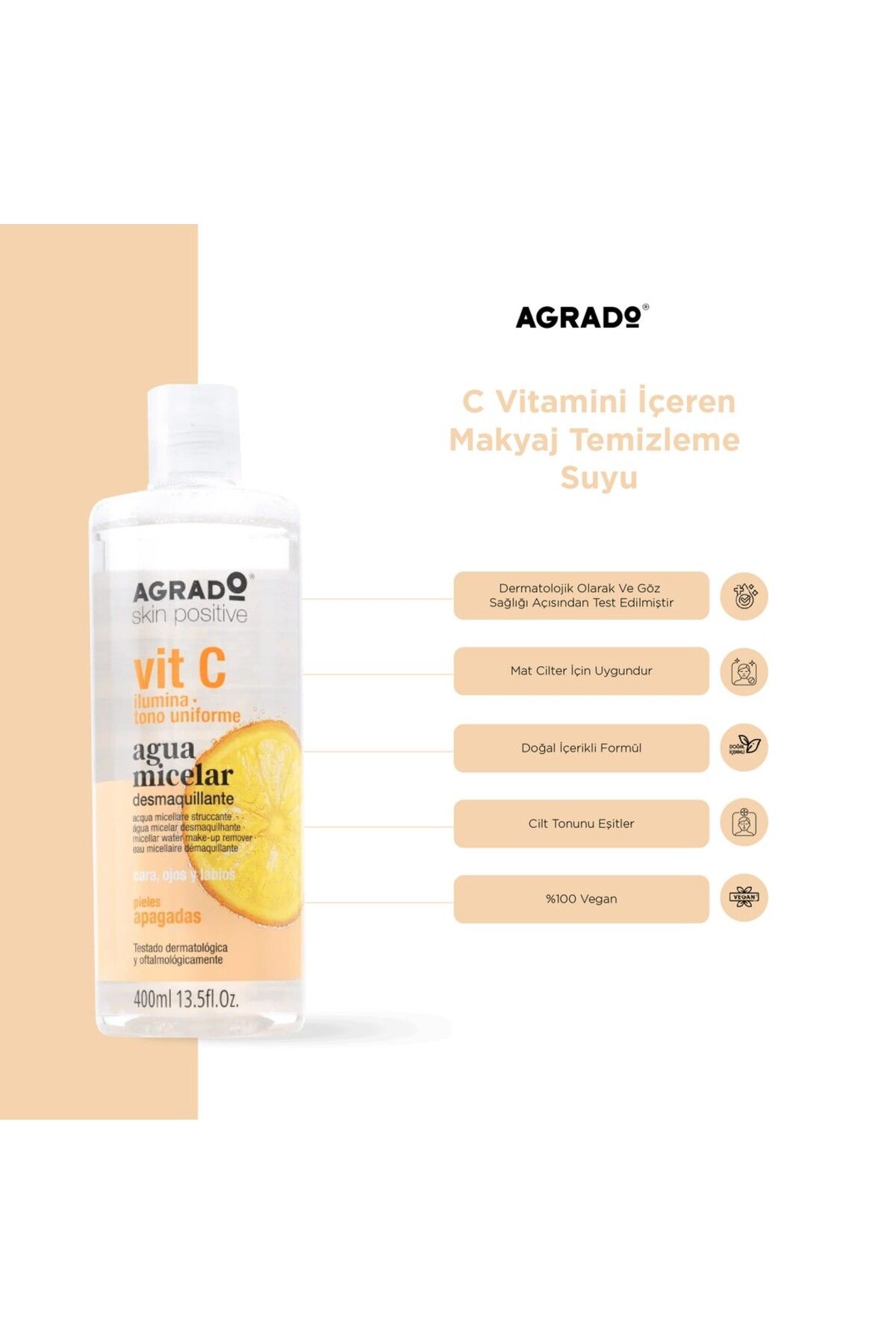 Agrado C Vitaminli Makyaj Temizleme Suyu (400ml)