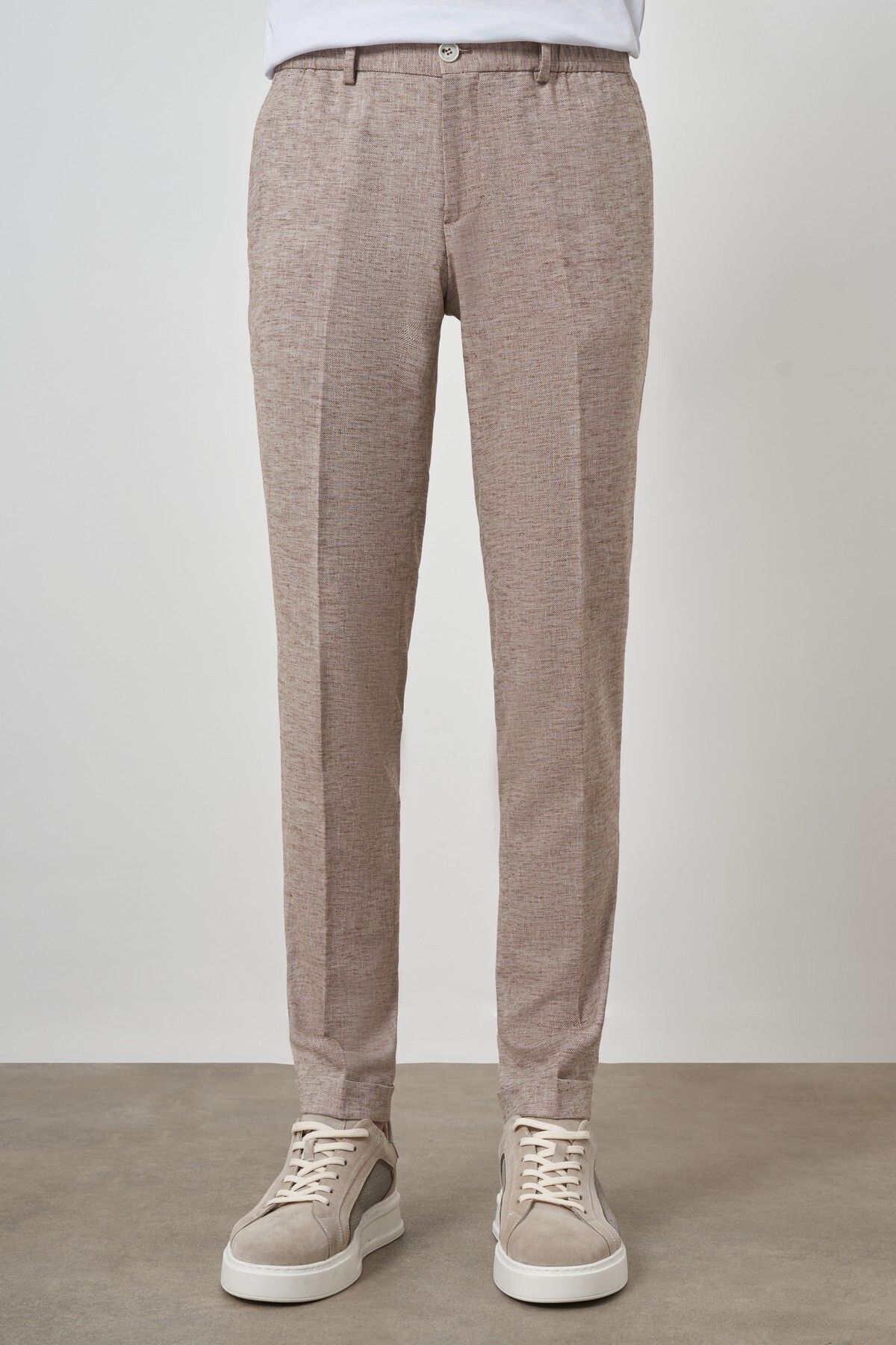 Morven Erkek Vizon Trend Tam Lastikli Slim Fit Pantolon