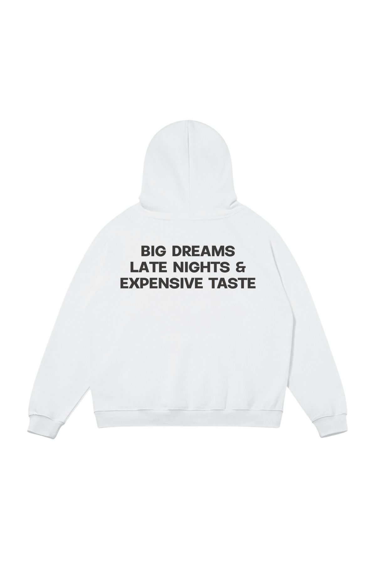 aynewmoda Beyaz Kapüşonlu Sweatshirt - Beden Aralığı (Big Dreams) Kilemeleri Baskılı