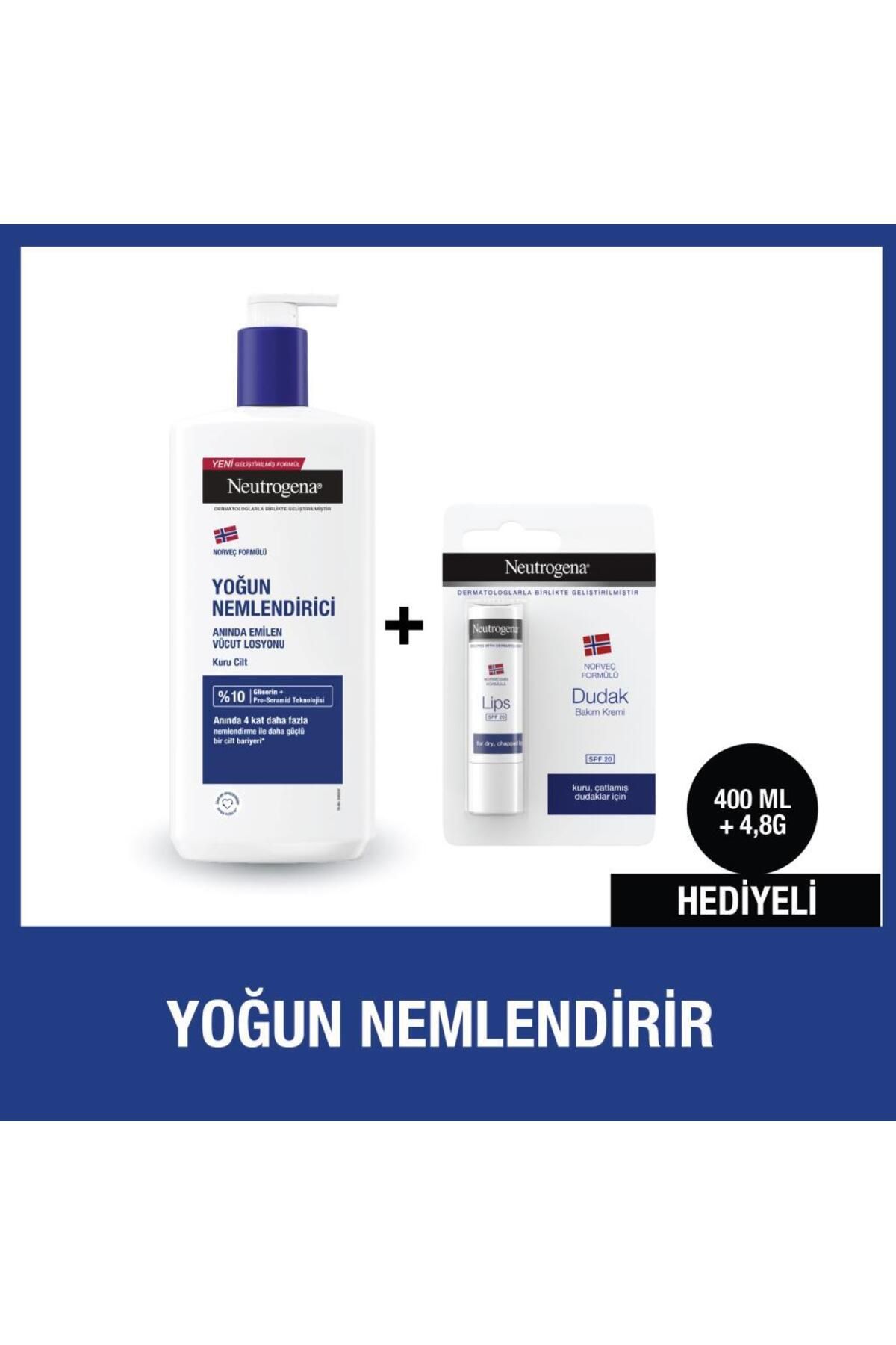 Neutrogena Yoğun Bakım Parfümlü 400 ml Losyon + Dudak Kremi Hediye
