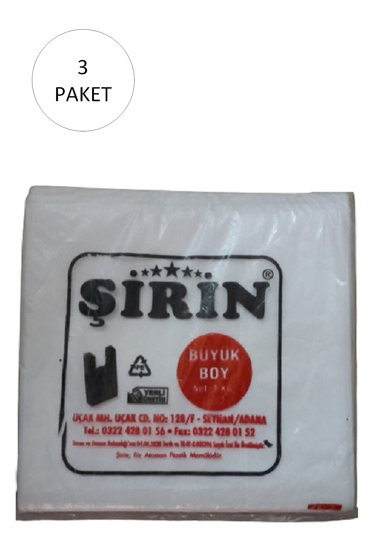 Serero Beyaz Kalın Atlet Poşet Büyük Boy 30x57 Cm 1 Kg 3 Paket (Takriben 135 Adet)