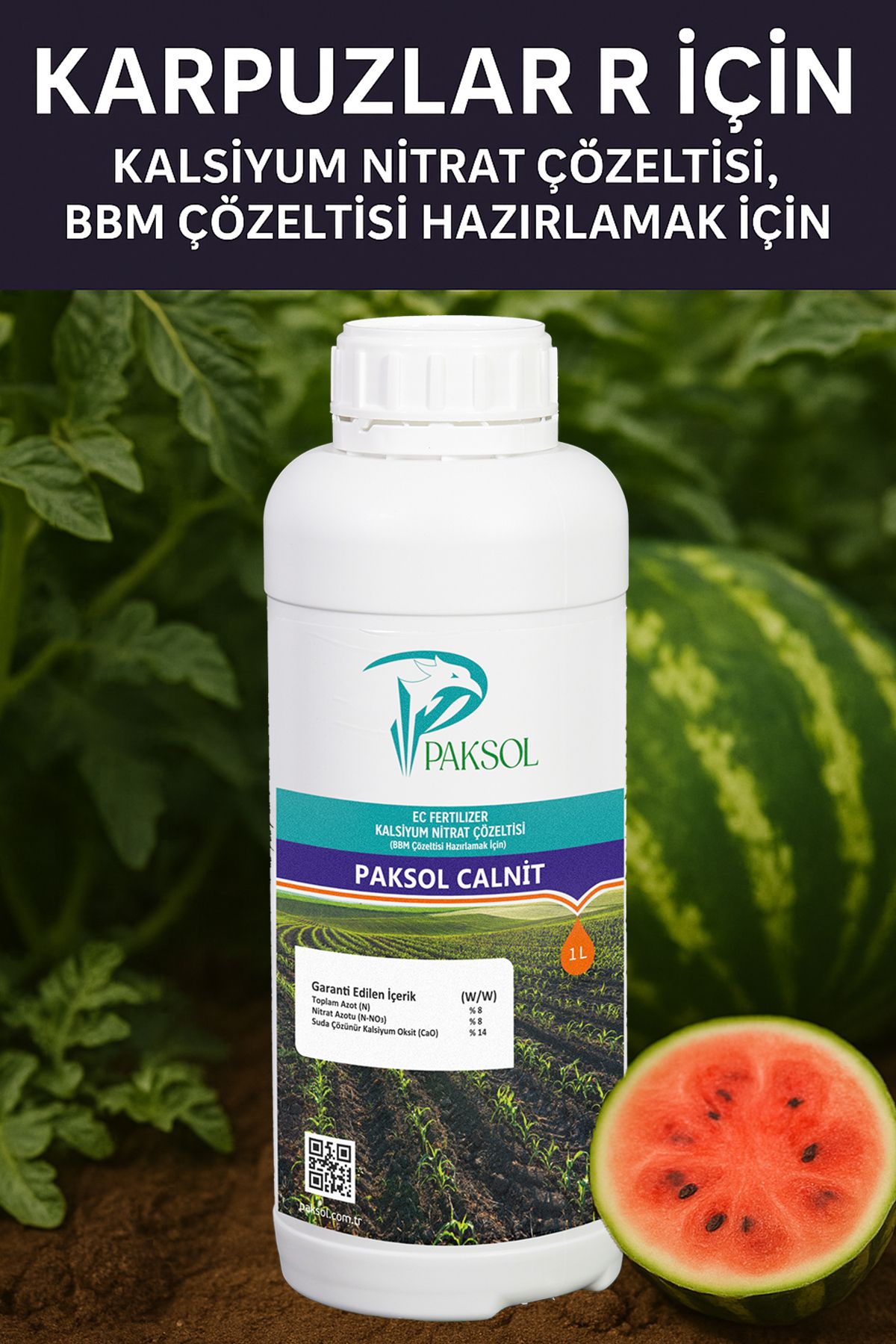 Paksol Calnit Kalsiyumlu Nitrat Karpuz İçin Organik Sıvı Gübre 1 Litre