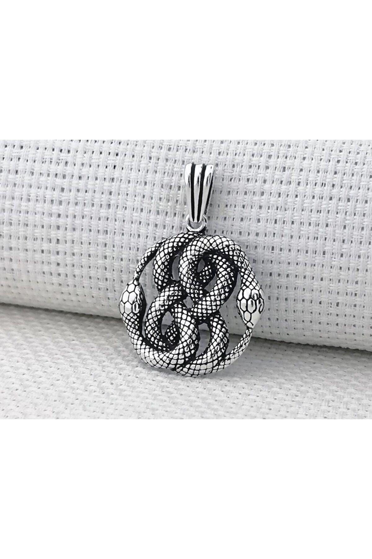 shop Çift Yılan 925 Ayar Gümüş Erkek Kolye Ucu
