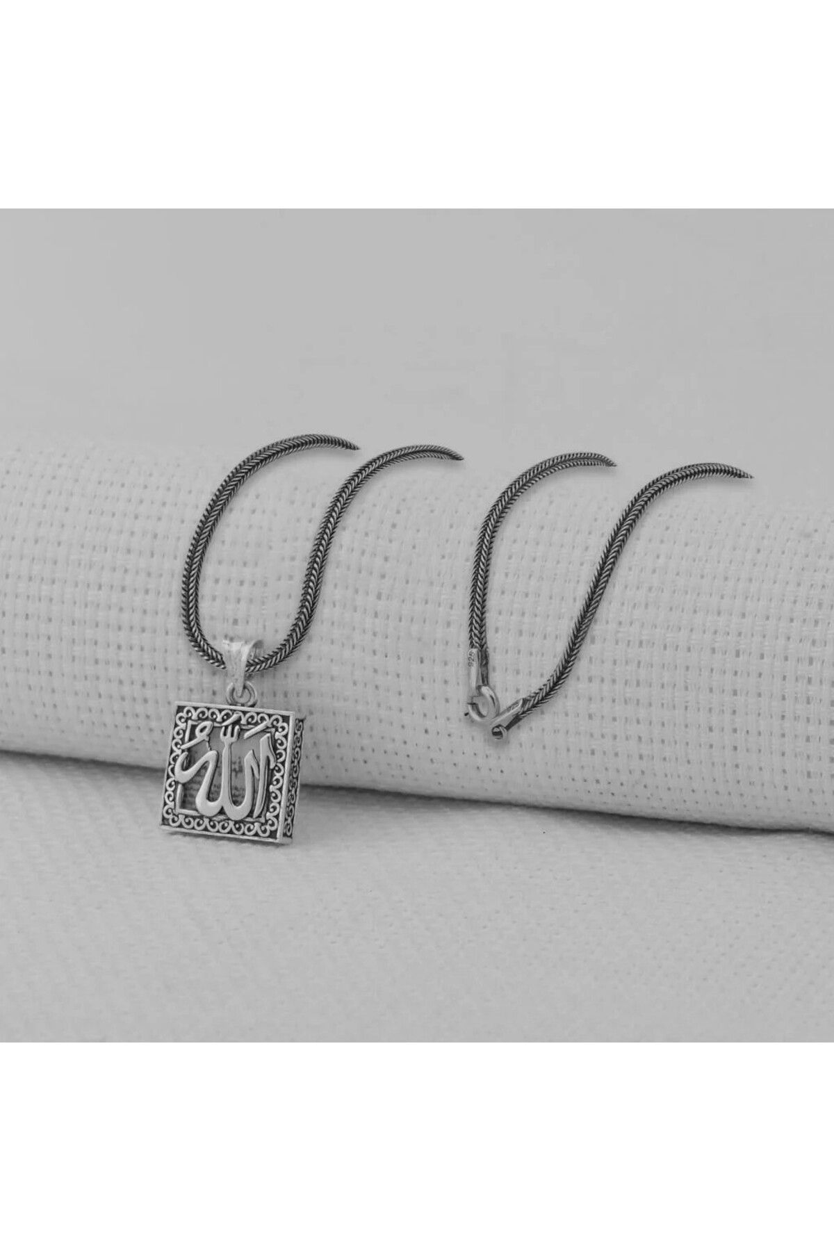 shop Allah Yazılı Dualı 925 Ayar Gümüş Erkek Kolye