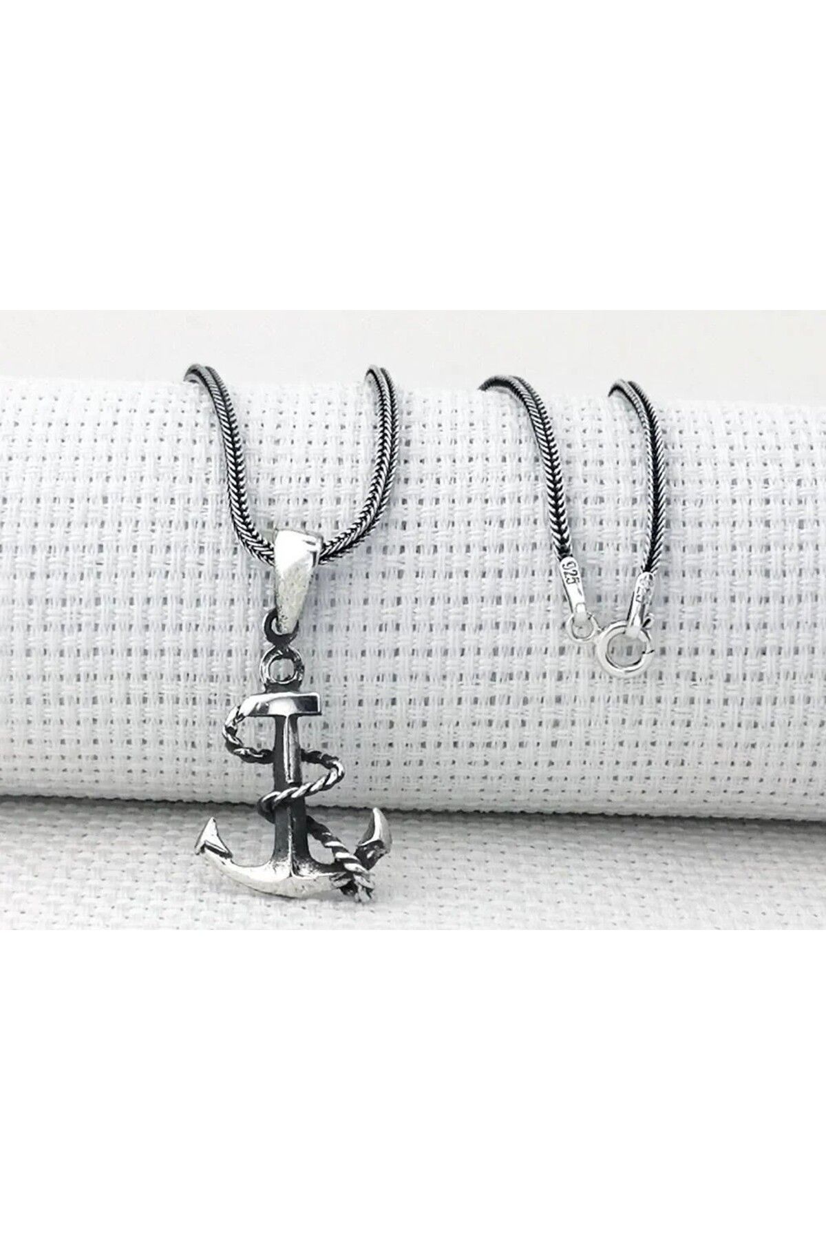 shop Denizci Çapa Küçük Boy 925 Ayar Gümüş Erkek Kolye