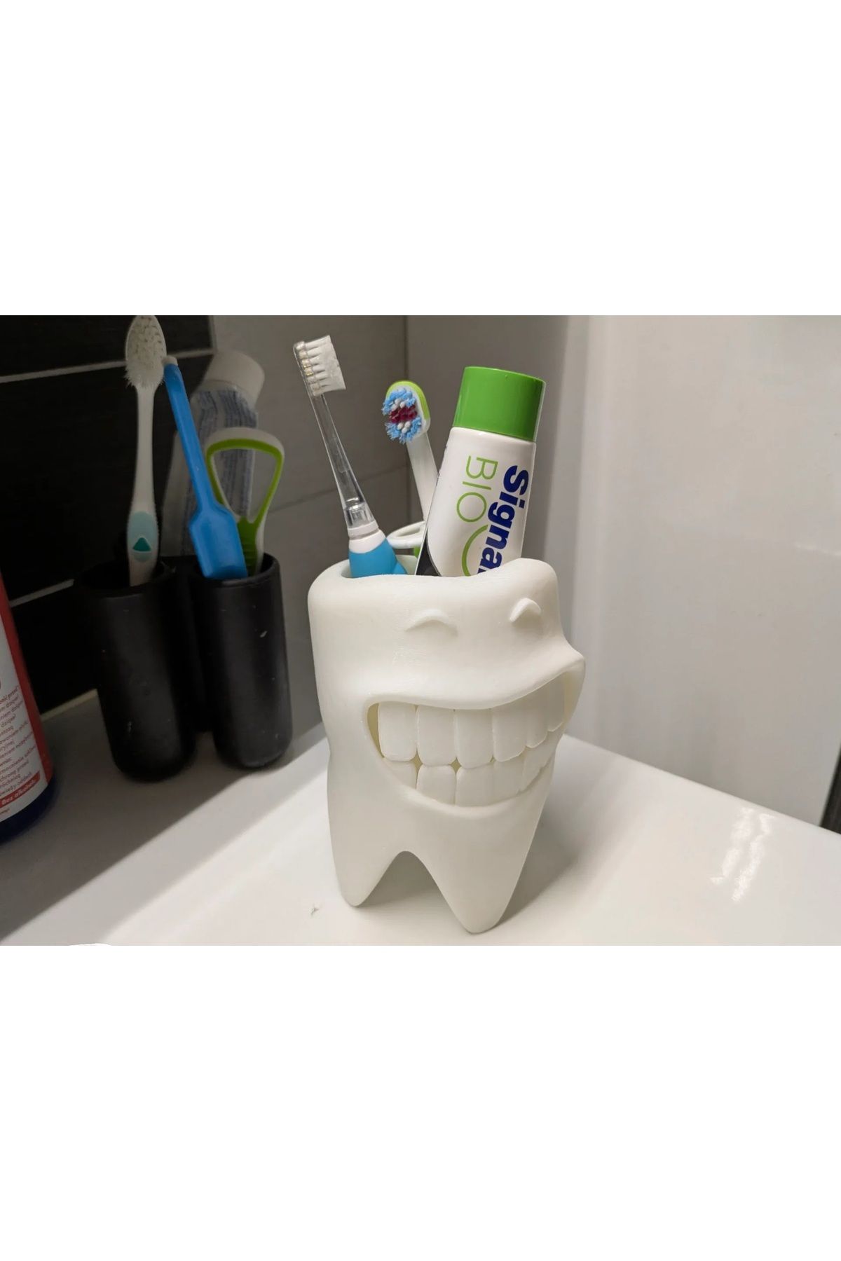 Goplast Premium Gülümseyen Diş Fırçası Tutucu, Diş Fırçası standı, Diş Fırçalık