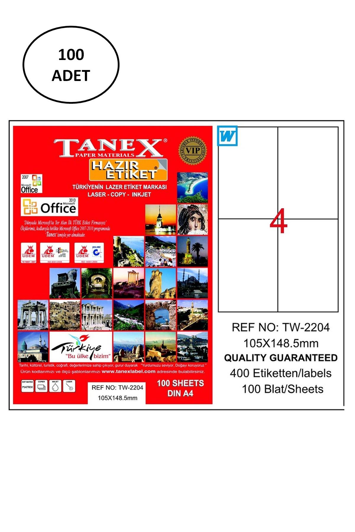 Serero Tanex Tw-2204 105X148,5 Mm Lazer Etiket 100 Adet