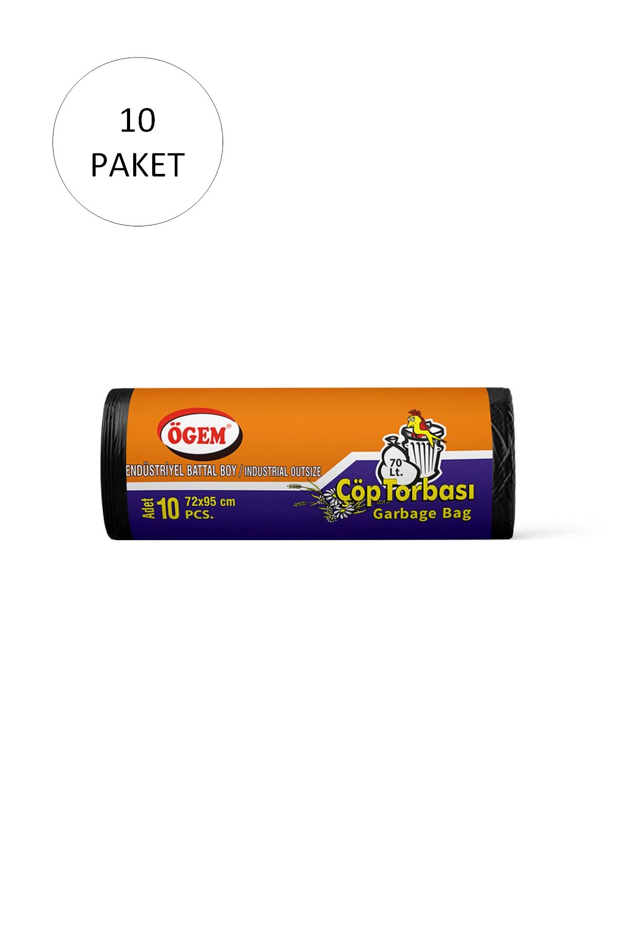 Serero Endüstriyel Battal Boy Çöp Torbası 72 x 95 cm 10 Lu Rulo x 20 Paket = 200 Adet (Siyah)
