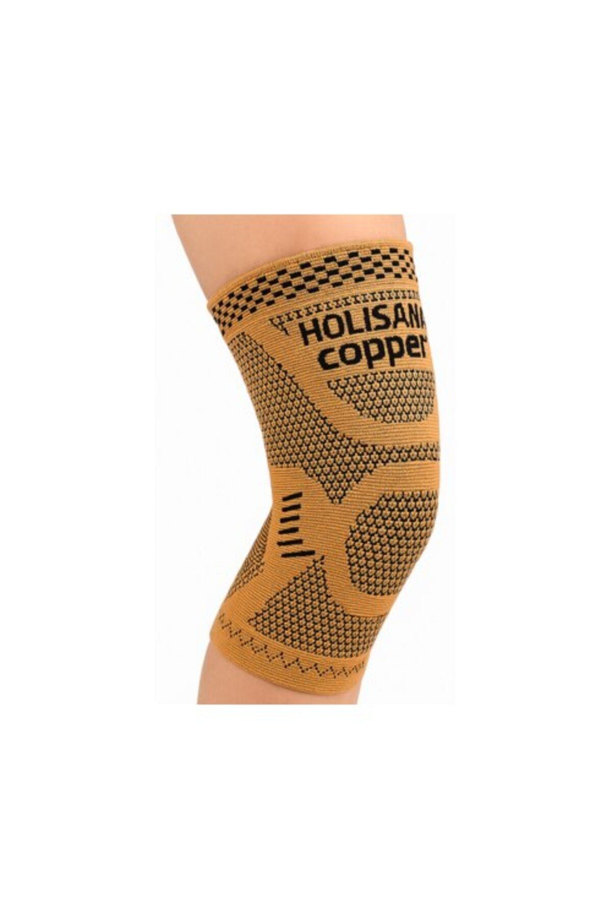 Holisana Orteză De Compresie Pentru Genunchi Din Sârmă De Cupru , Mărime Universală, Auriu/negru, Unisex - One Size