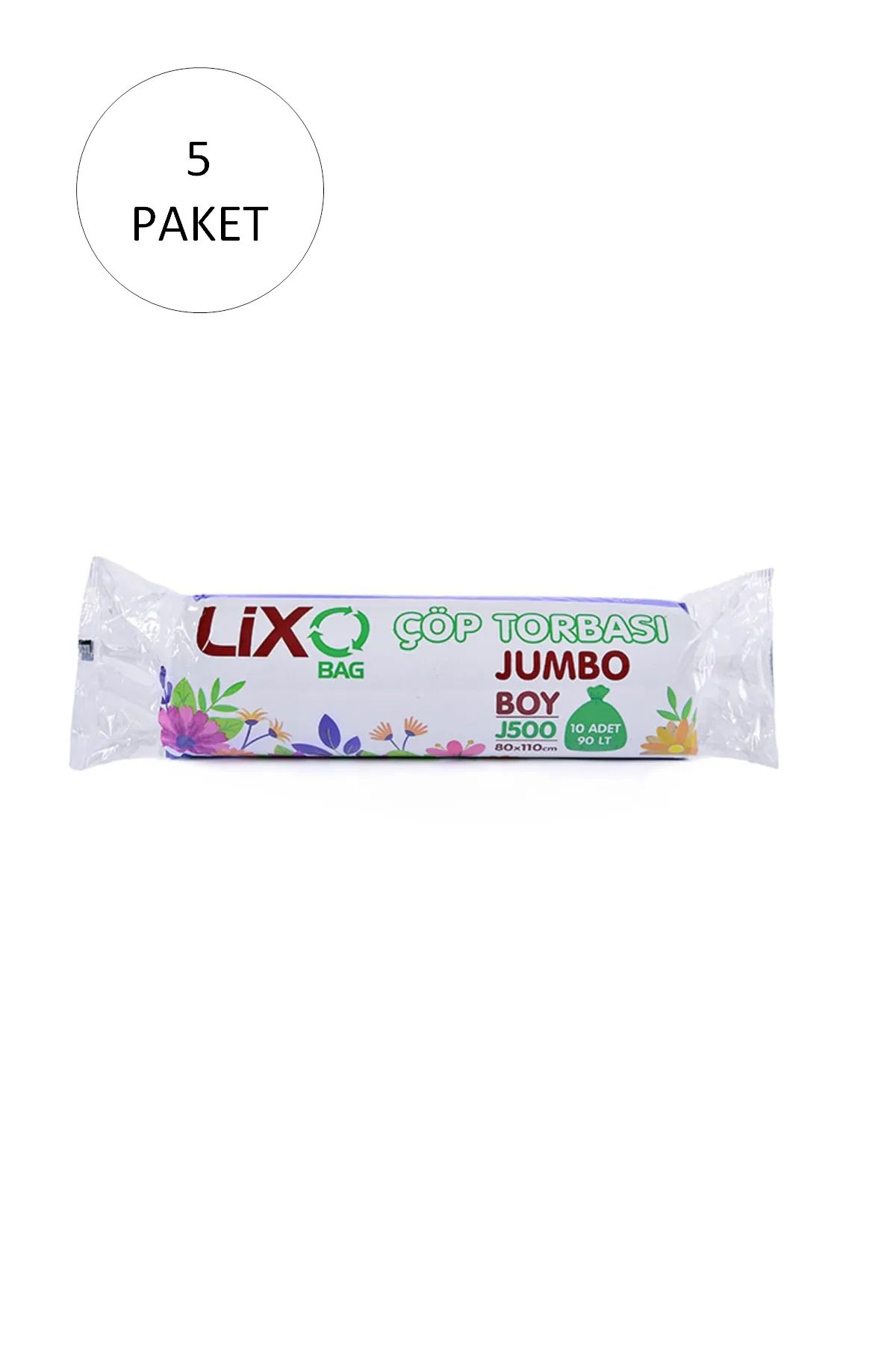 Serero J-500 Jumbo Boy Çöp Torbası 80 x 110 cm 10 Lu Rulo x 5 Paket = 50 Adet (Siyah)