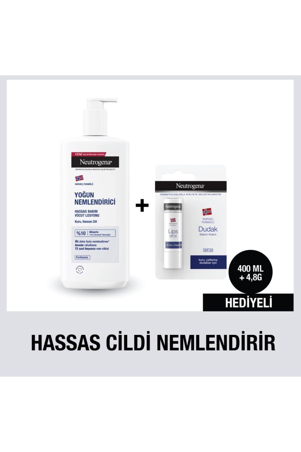 Neutrogena Yoğun Bakım Parfümsüz 400 ml + Dudak Kremi Hediye