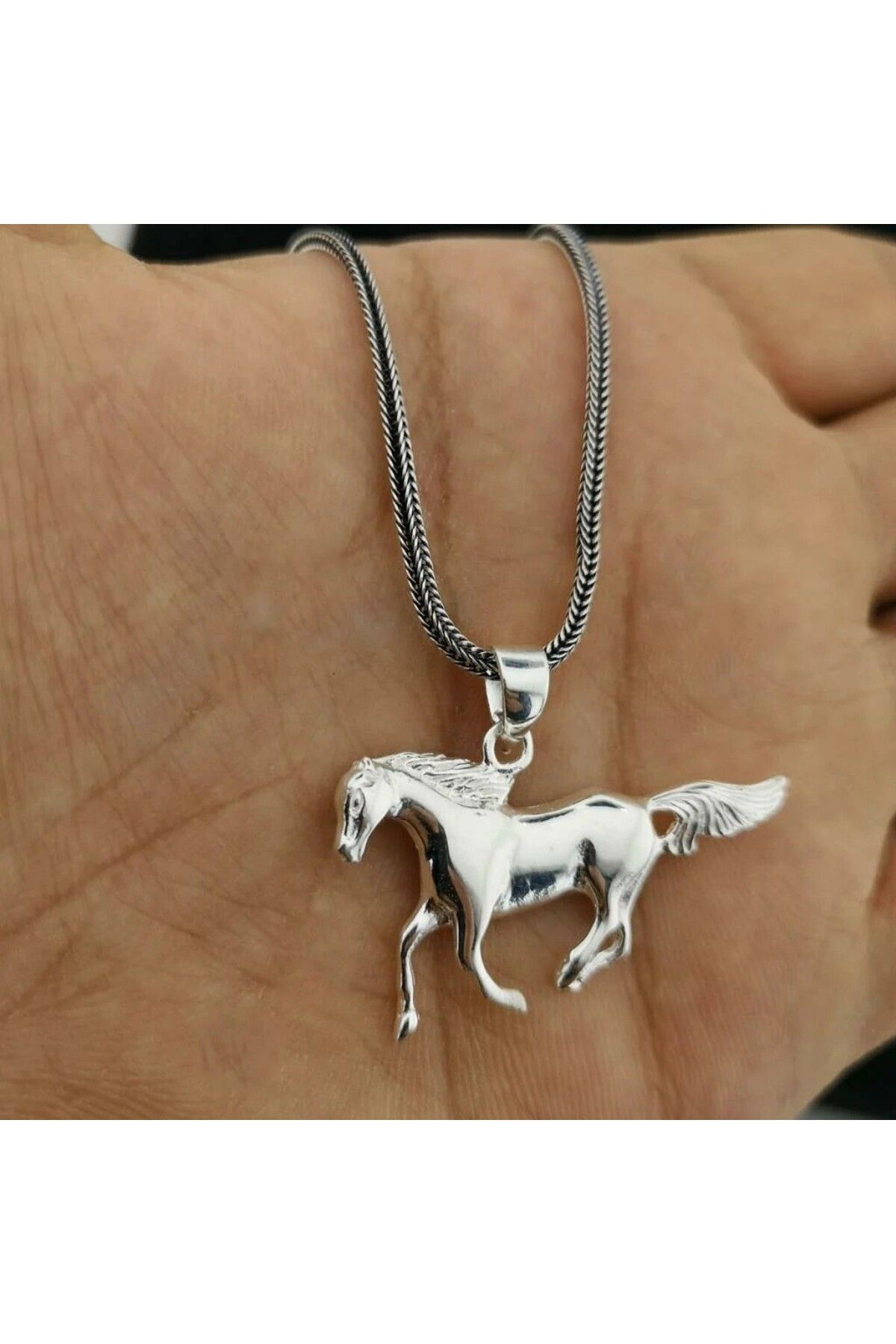 shop At Tasarımlı Kalın Zincirli 925 Ayar Gümüş Erkek Kolye
