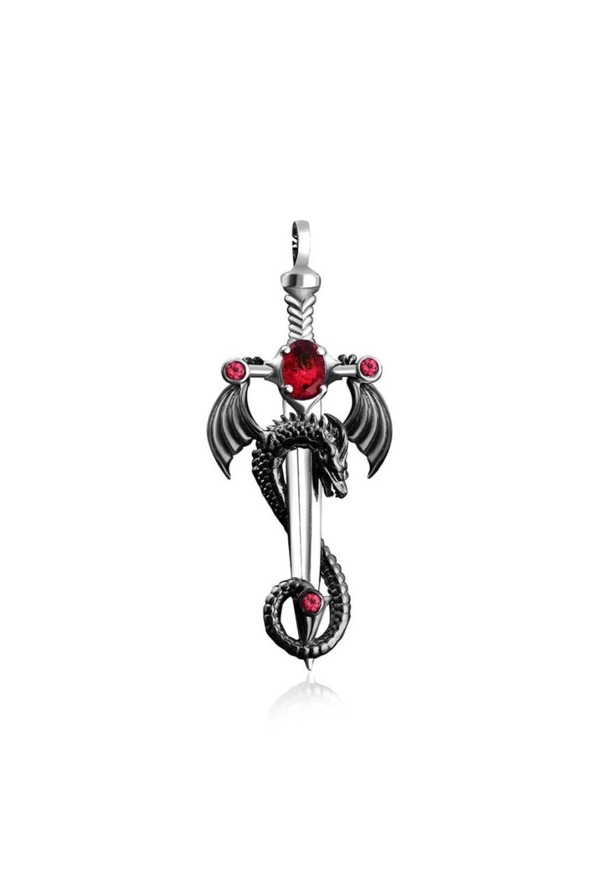 shop Ejderha Şovalye Model zirkon taşlı 925 Ayar Gümüş Erkek Kolye Ucu
