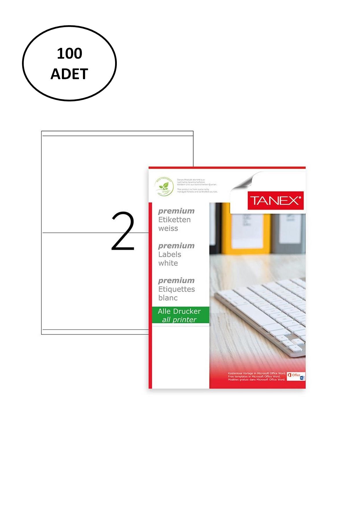Serero Tanex TW-2302 Laser Etiket 210x140 mm 100 Lü