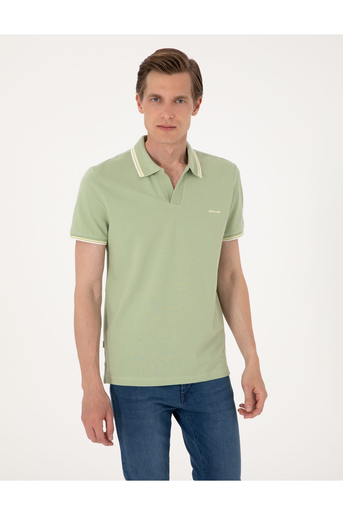 Pierre Cardin Açık Haki Slim Fit Tişört 50302625-VR183