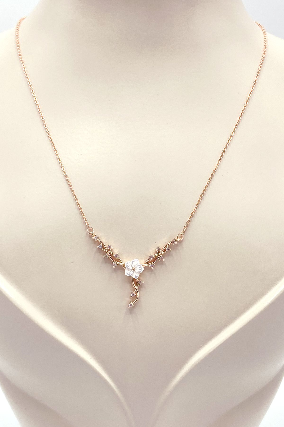 Bijuty Papatyalı Kolye Rose Altın Renk - Rose Renk