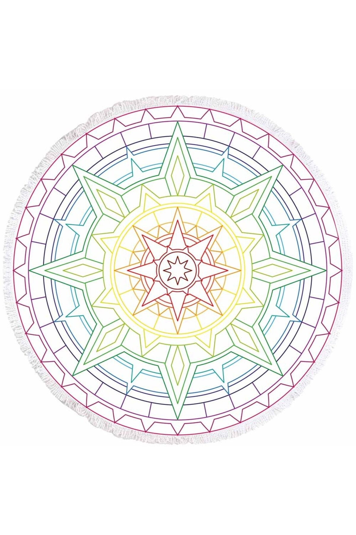 Fabeteks Mandala Renkli Plaj Havlusu 150x150cm