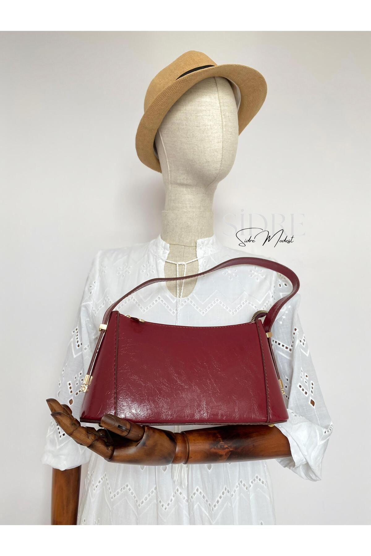 SİDRE MODEST Klasik Bordo Çanta