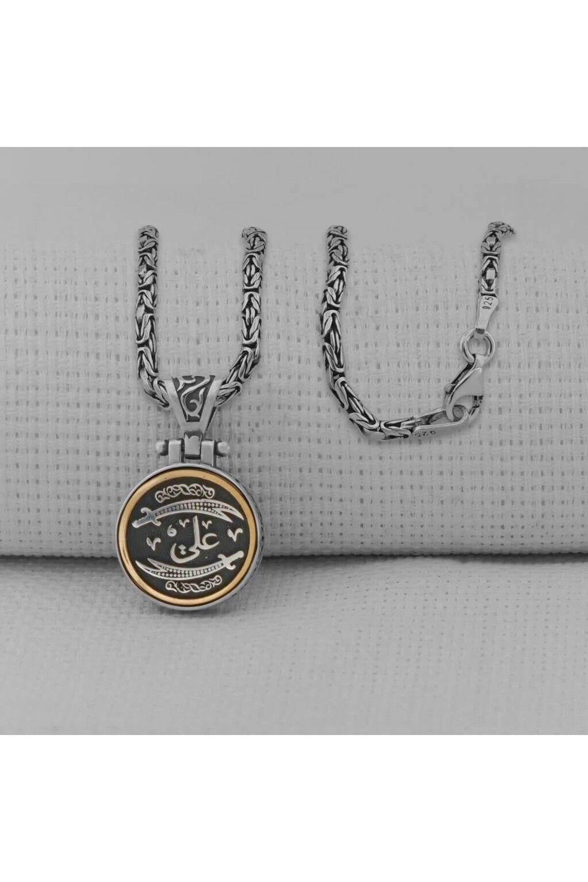 shop Zülfikar Kral Zincirli Ortası Dönen 925 Ayar Gümüş Erkek Kolye