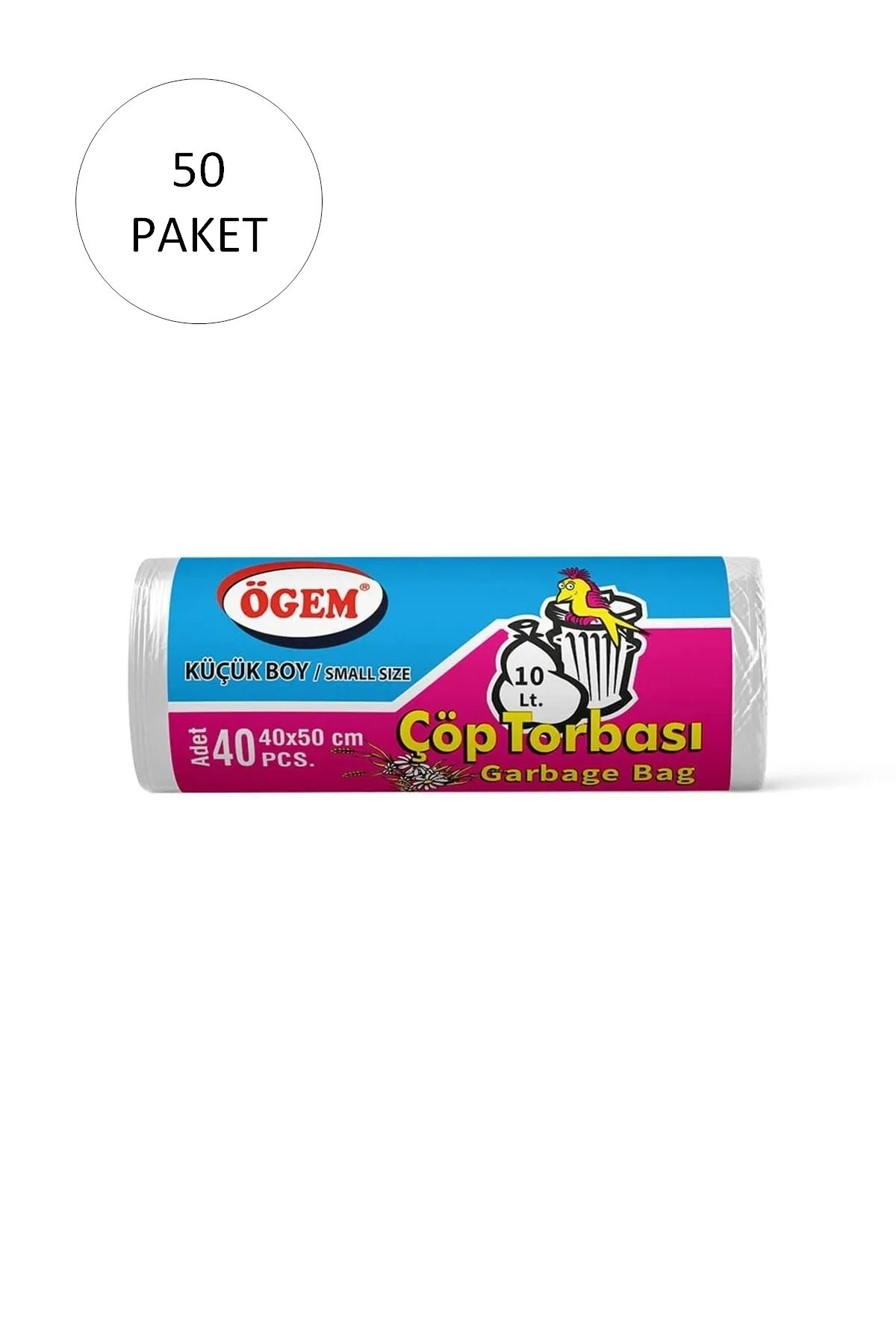Serero Küçük Boy Çöp Torbası 40 x 50 cm 40 Lı Rulo x 50 Paket = 2.000 Adet (Şeffaf)