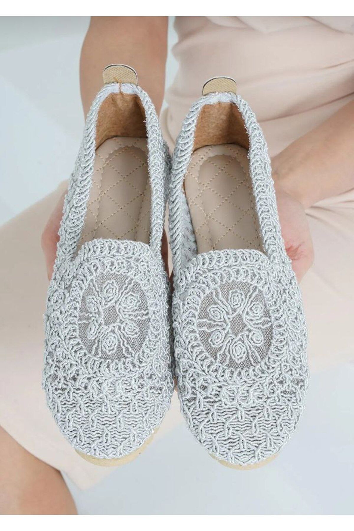 Butik Rahatlı ve hava alabilen Kadın Örme Babet Ayakkabı Anne Ayakkabı Günlük Ayakkabı Dantel Babet