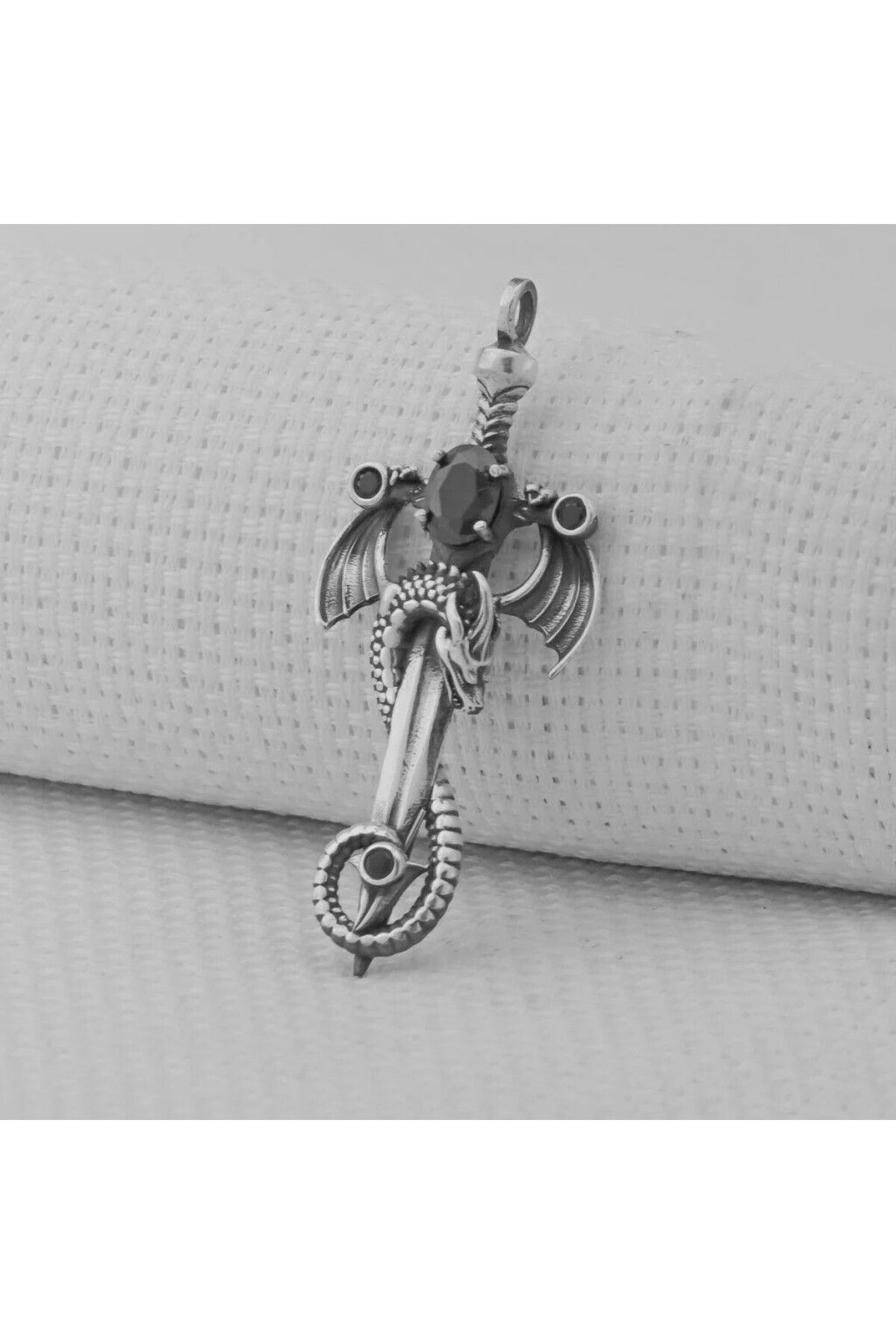 shop Ejderha Şovalye Model zirkon taşlı 925 Ayar Gümüş Erkek Kolye