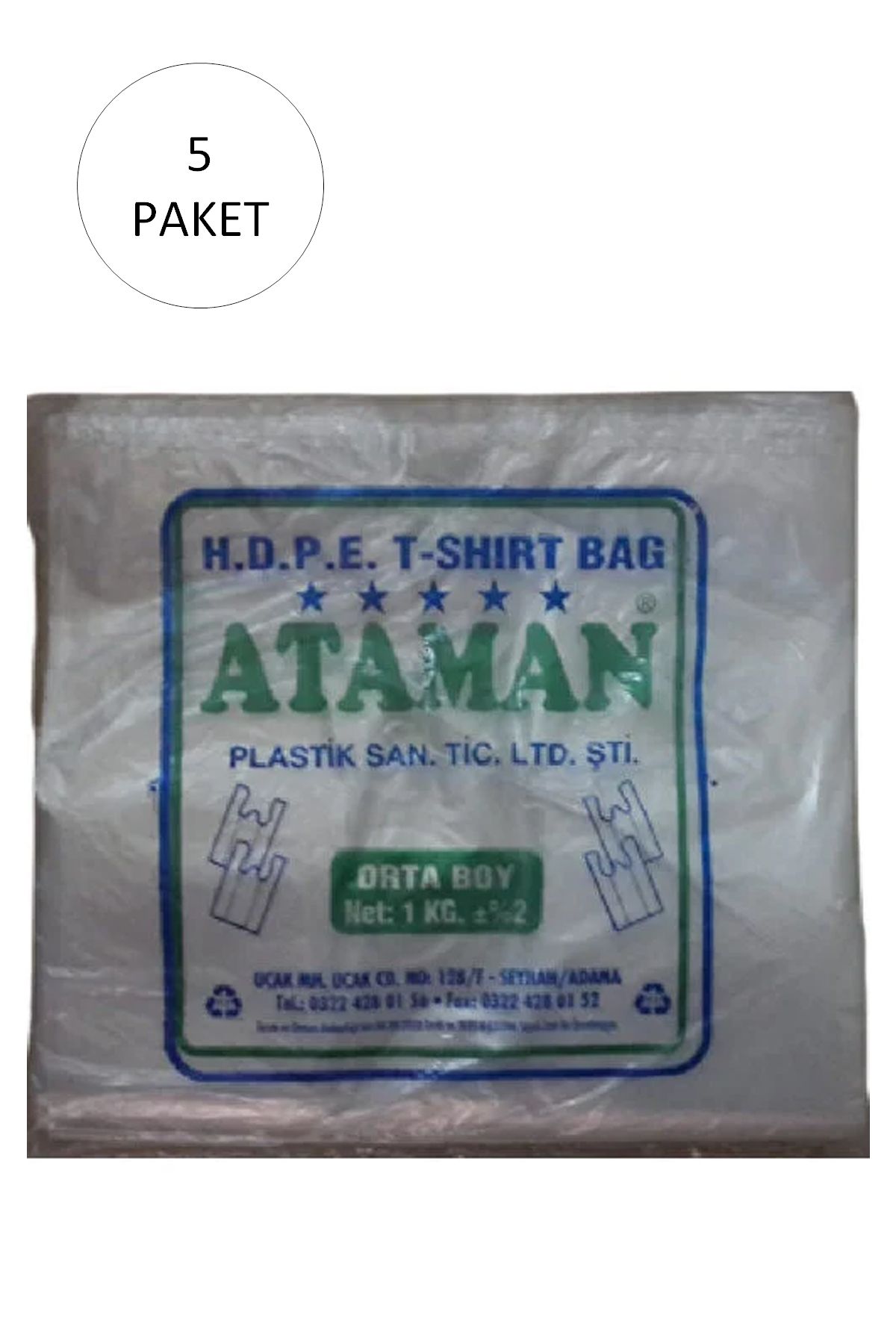 Serero Kalın Şeffaf Atlet Poşet Orta Boy 27x47 Cm 1 Kg (5 Paket-Takriben 725 Adet)