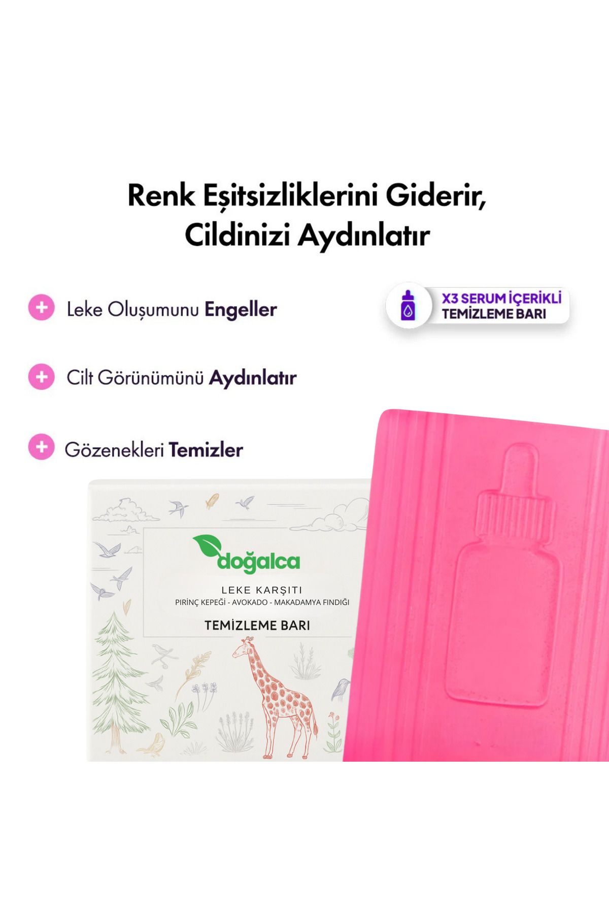 Doğalca Kore Usulü Cilt Aydınlatıcı Temizleme Barı, Cilt Leke Serumu Etkili Sabun, Leke Karşıtı