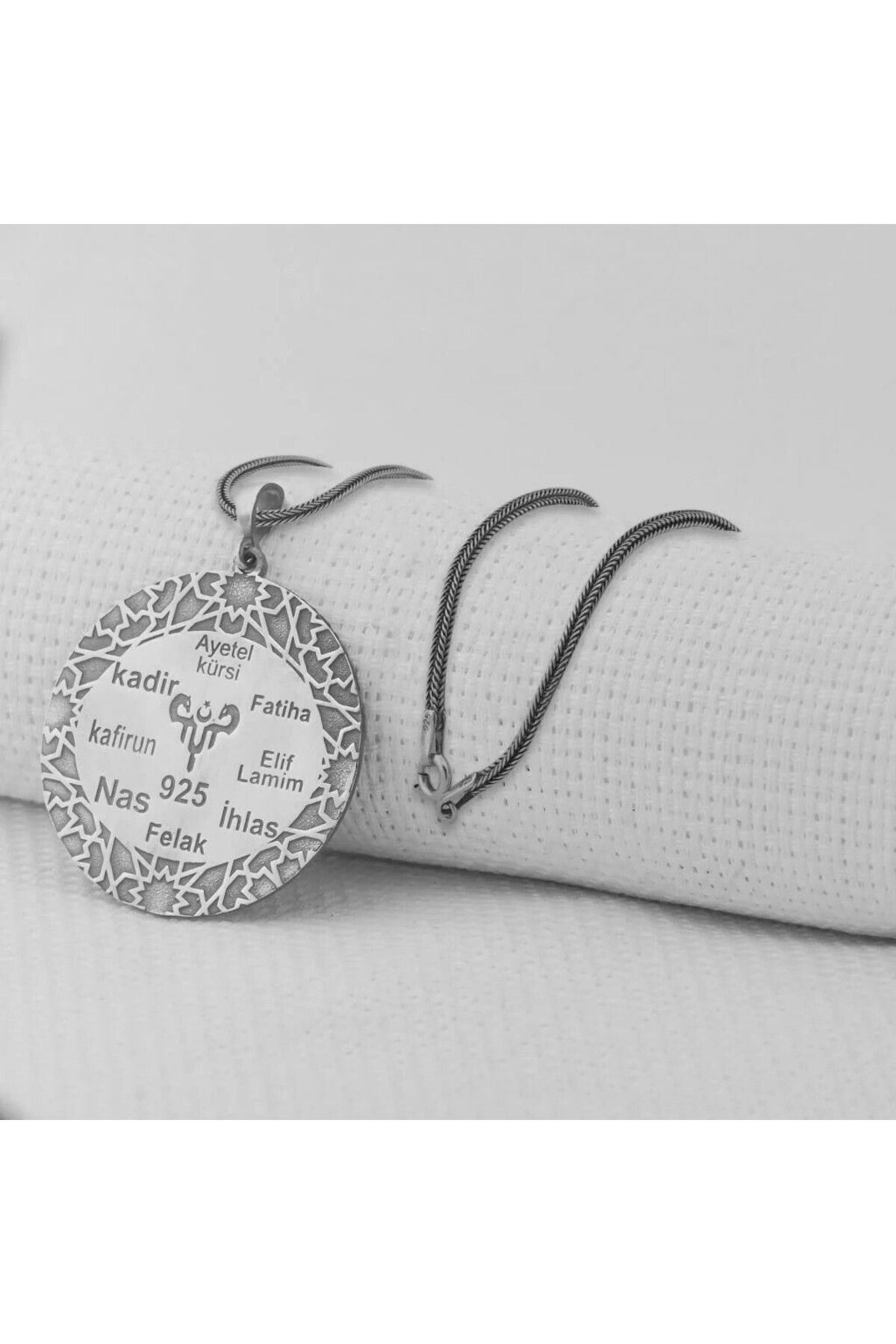 shop Fatiha Felak İhlas Yazılı 8 Dualı 925 Ayar Gümüş Erkek Kolye