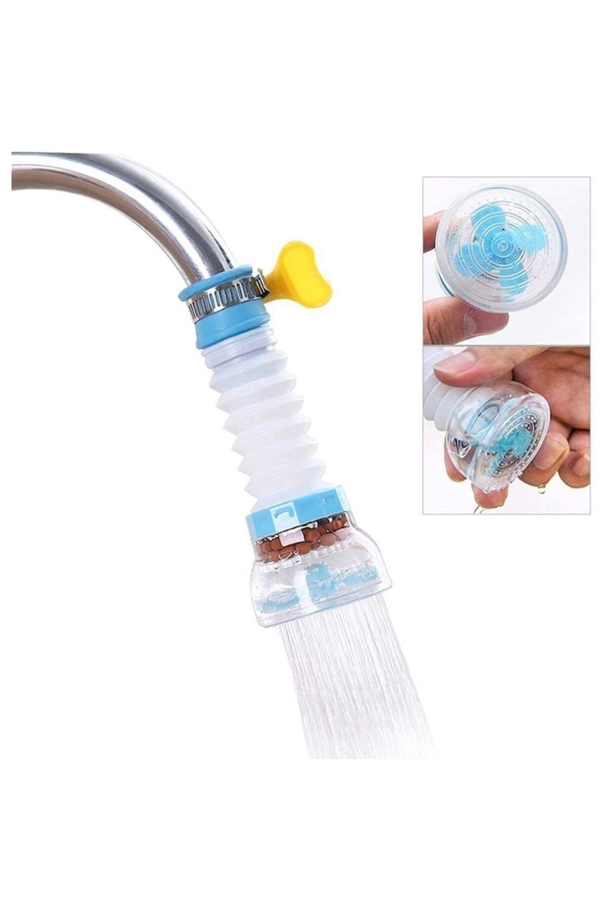 HOZRO-Prelungitor universal HOZRO pentru robinet de lavoar, conector flexibil 360°, lungime reglabilă 8-11 cm, albastru 3