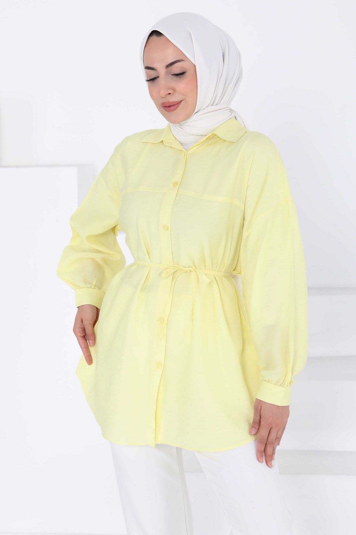 TOFİSA İpli Tunik Sari - 27194
