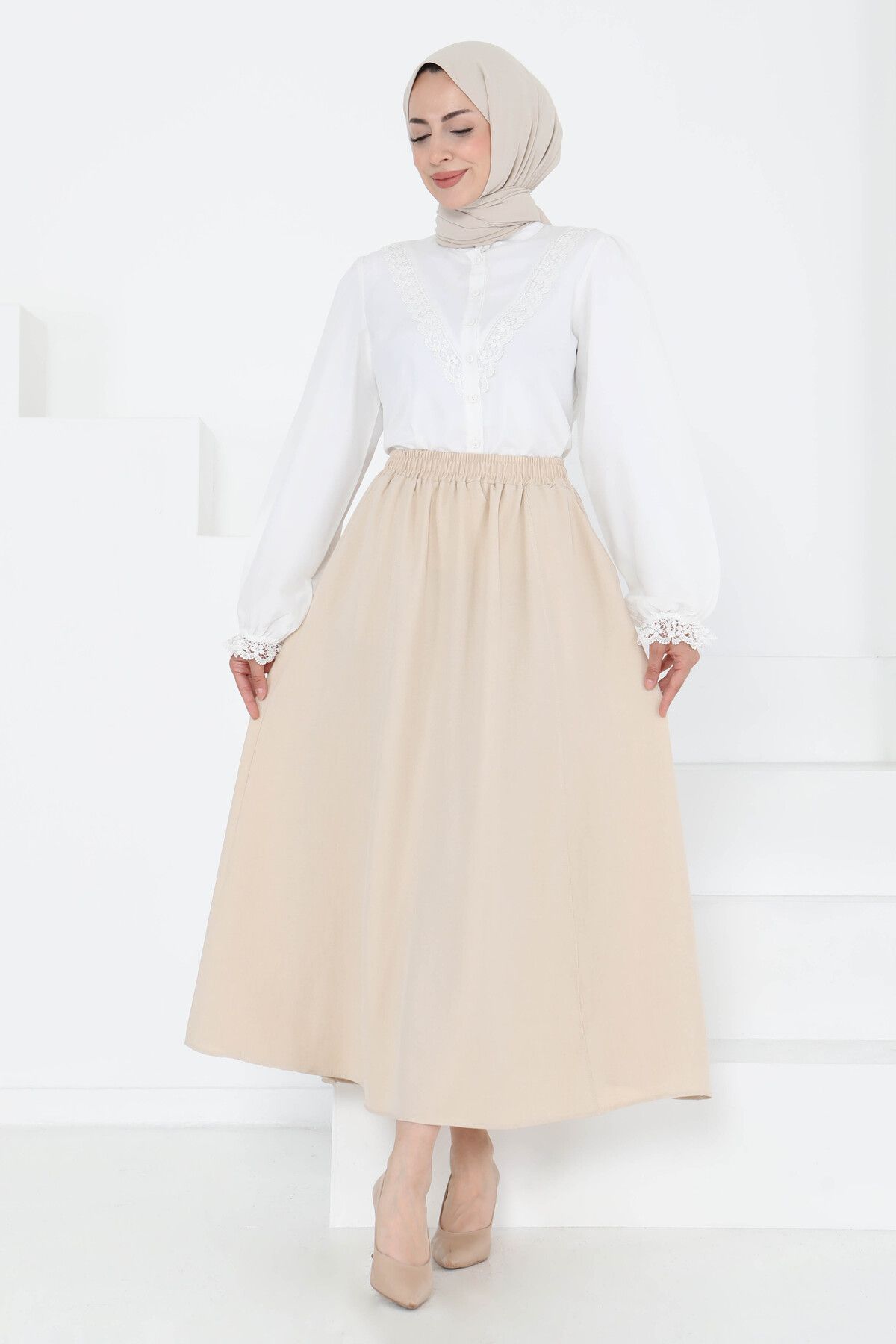 TOFİSA Cepli Etek Krem - 27260