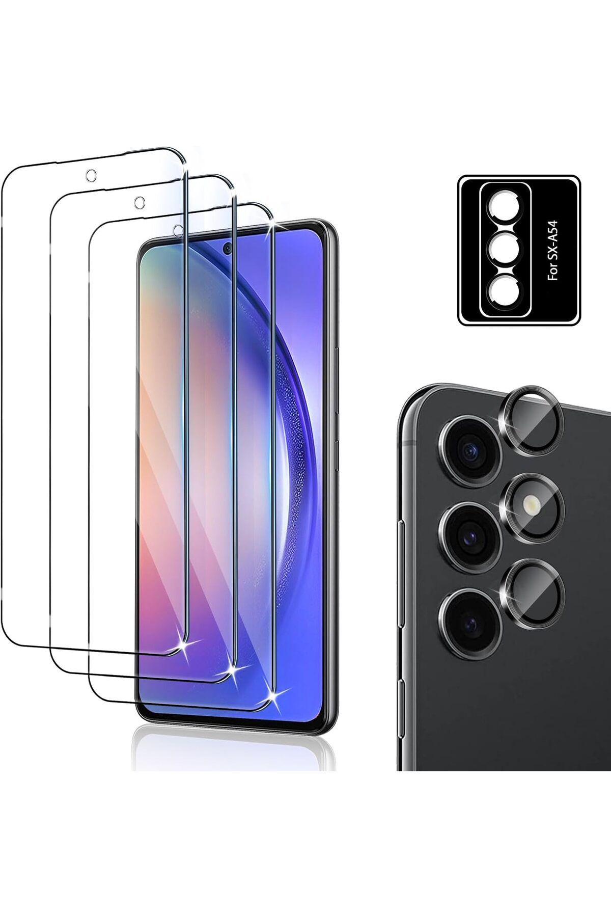 aheaks Samsung Galaxy A54 Nano Ekran Koruyucu, Nano Cam + Kamera Koruma Lensi, 9H Sertlik HD Çizilmez
