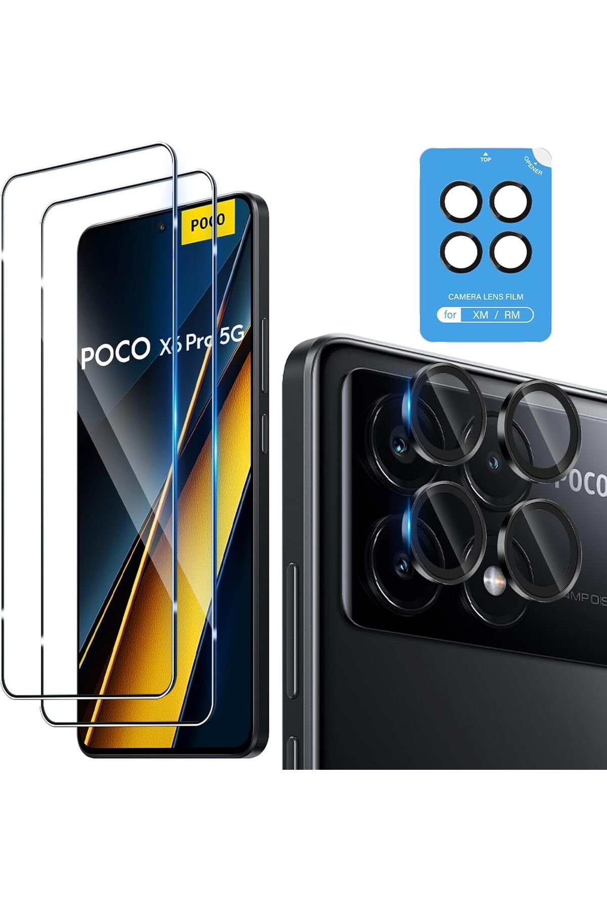 aheaks Xiaomi Poco X6 Pro Nano Ekran Koruyucu, Nano Cam + Kamera Koruma Lensi, 9H Sertlik HD Çizilmez
