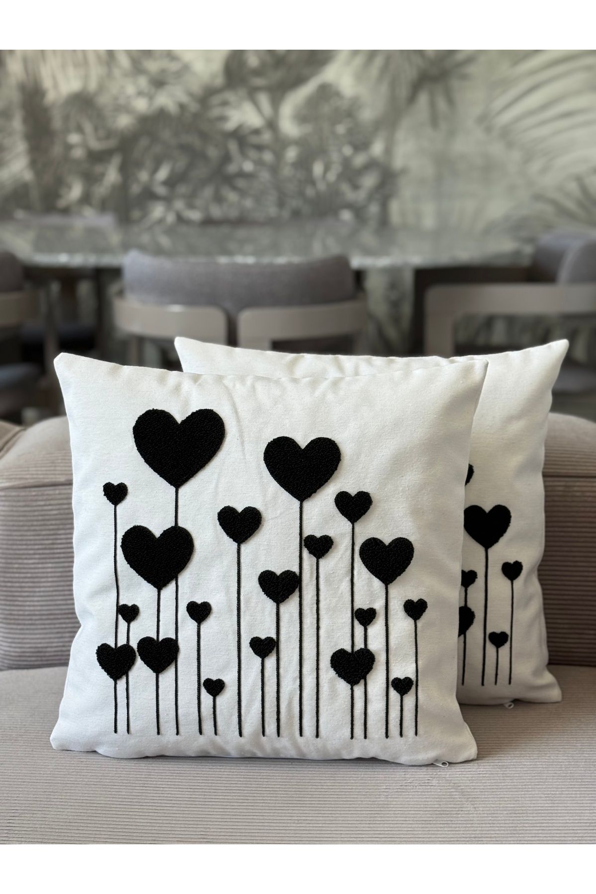 Skhome Kalpli Punch işlemeli Kırlent Kılıfı 1 Adet 43x43cm(PNC-129)