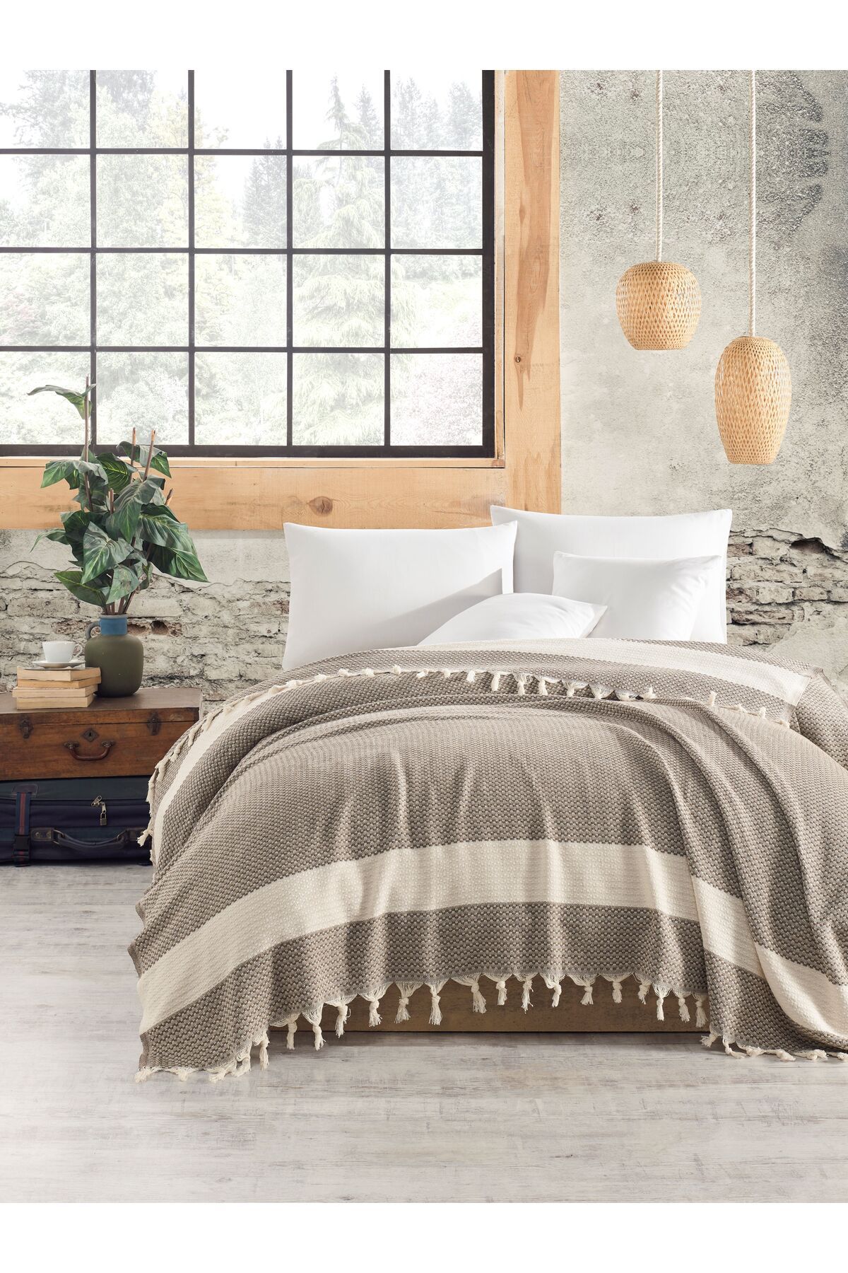Rebeka Home Collection Luna Koyu Kahve 200x230 Çift Kişilik Pike