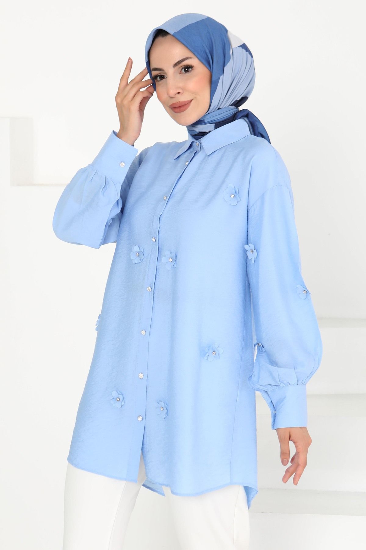 TOFİSA Çiçekli Tunik Bebe Mavi - 27272